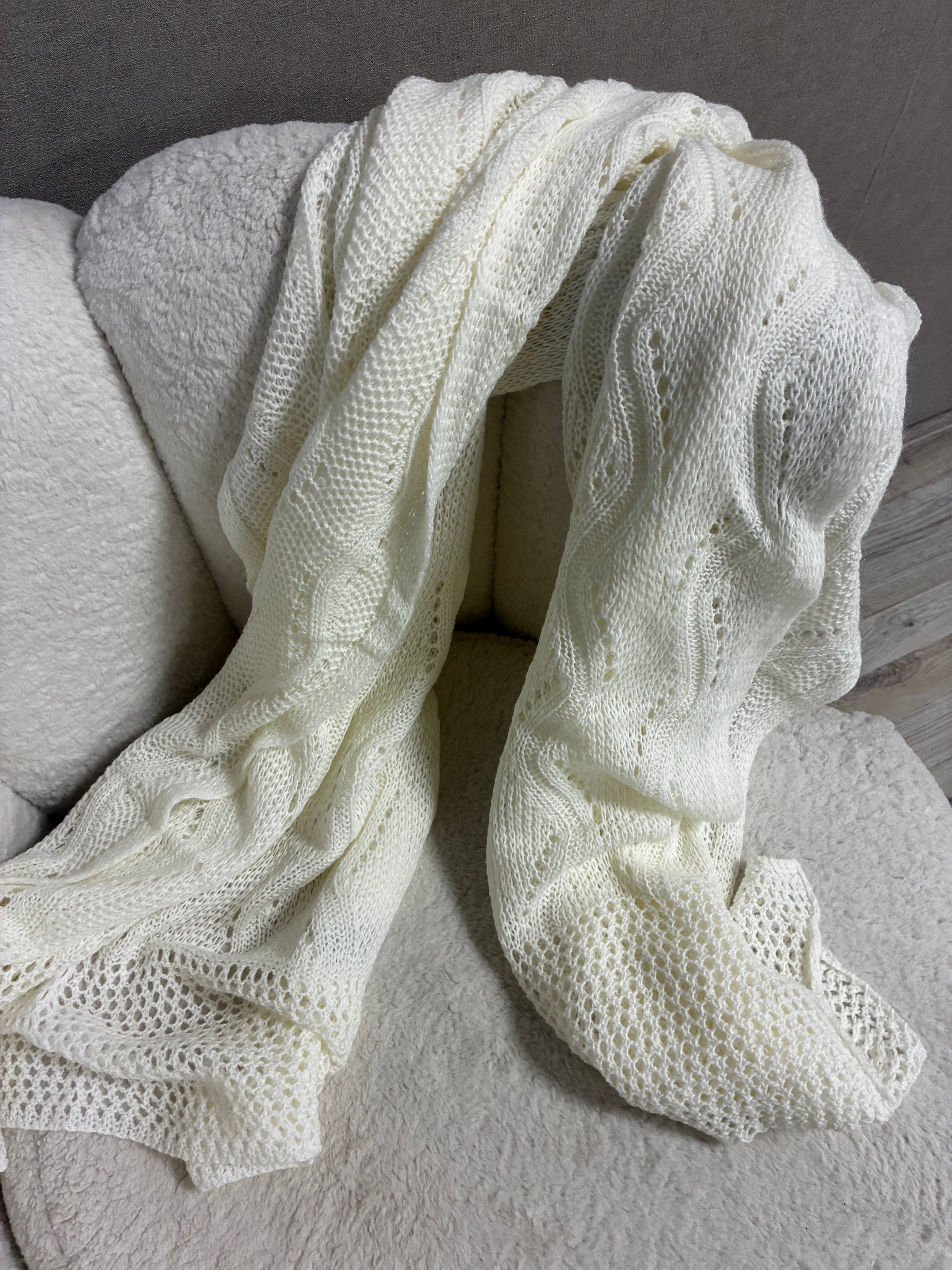 Gebreide Omslagdoek/Sjaal Offwhite