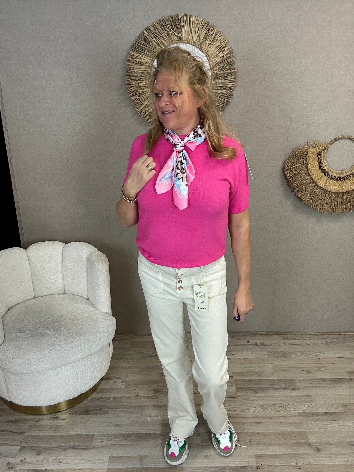 Miss Bon Jeans Crème zakjes aan de voorkant - Nancfashion