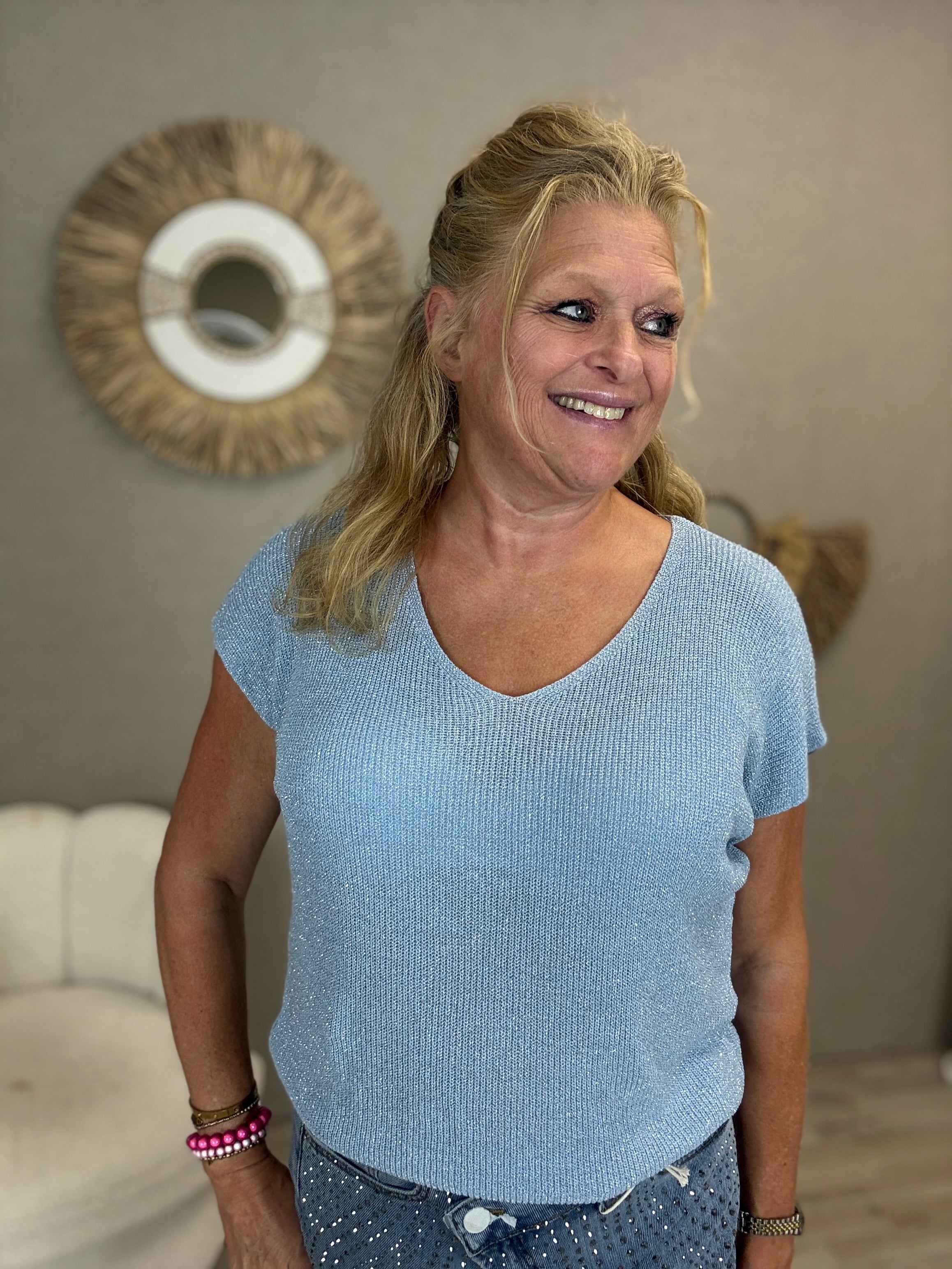 Lurex Top Peggy Blauw
