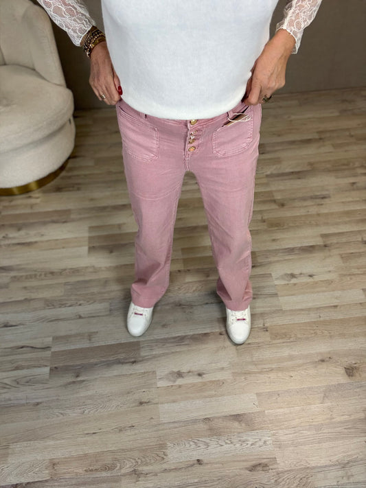 Miss Bon Jeans Roze met zakjes aan de voorkant - Nancfashion