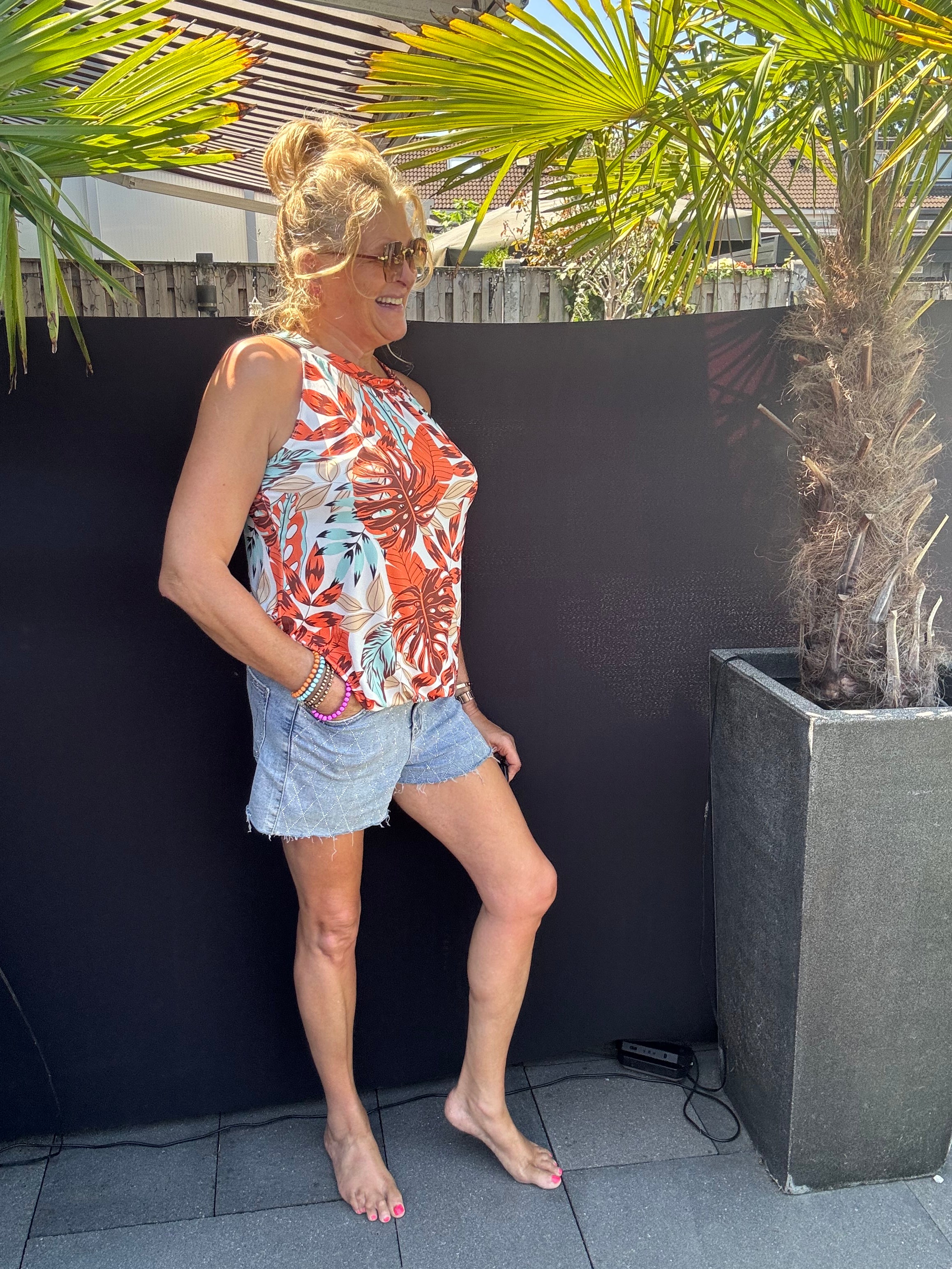 Halter Top Bladeren Oranje Aqa