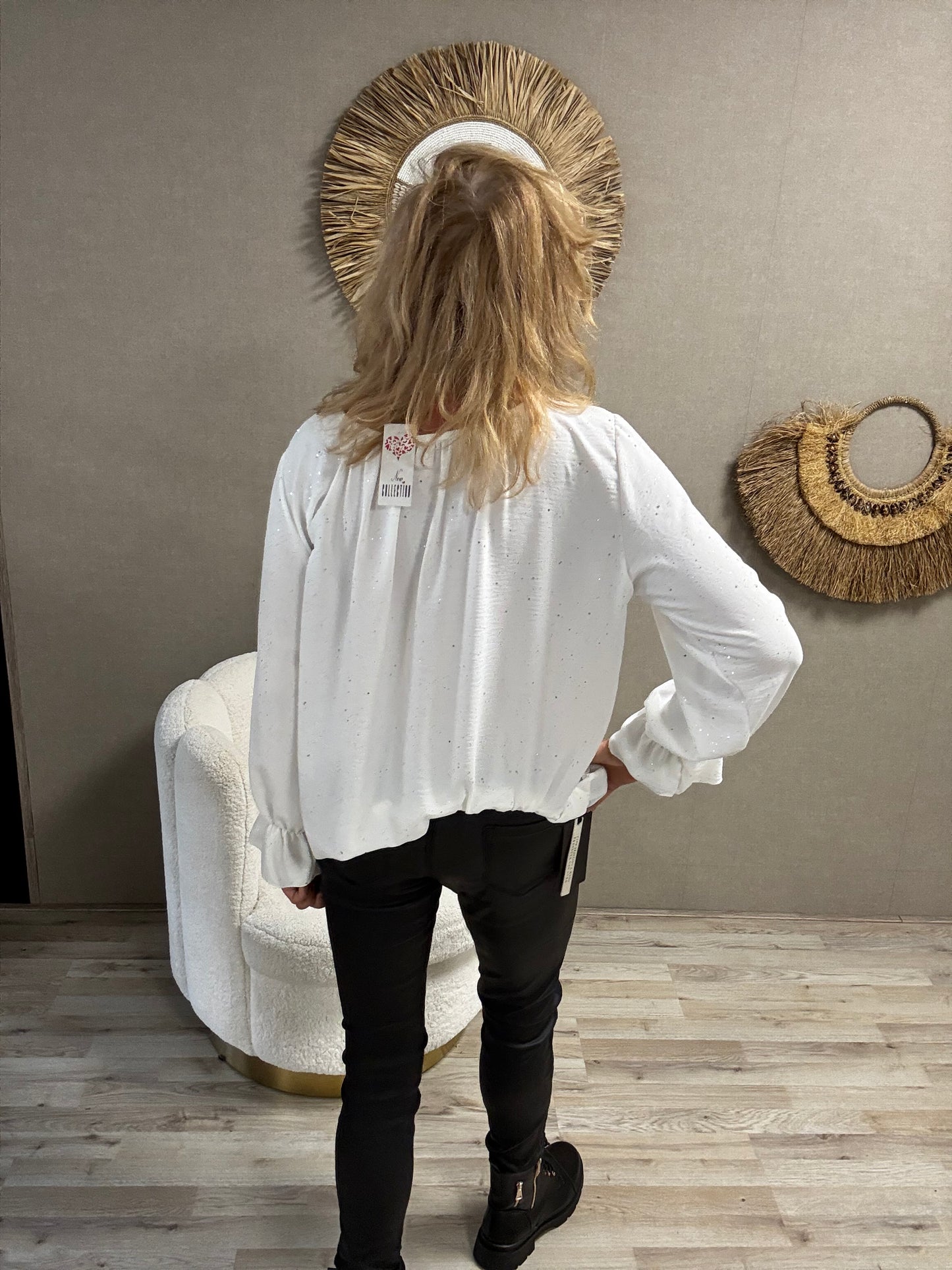 Ballon Top Wit met Zilveren Sparkel