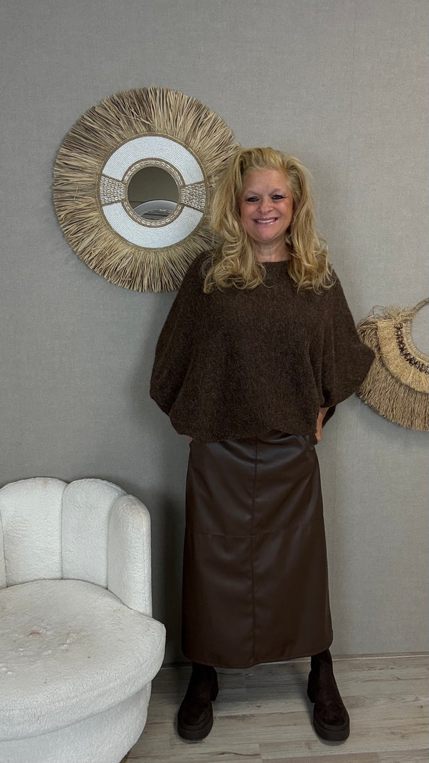 Leatherlook Rok Lizzy Bruin - Nancfashion