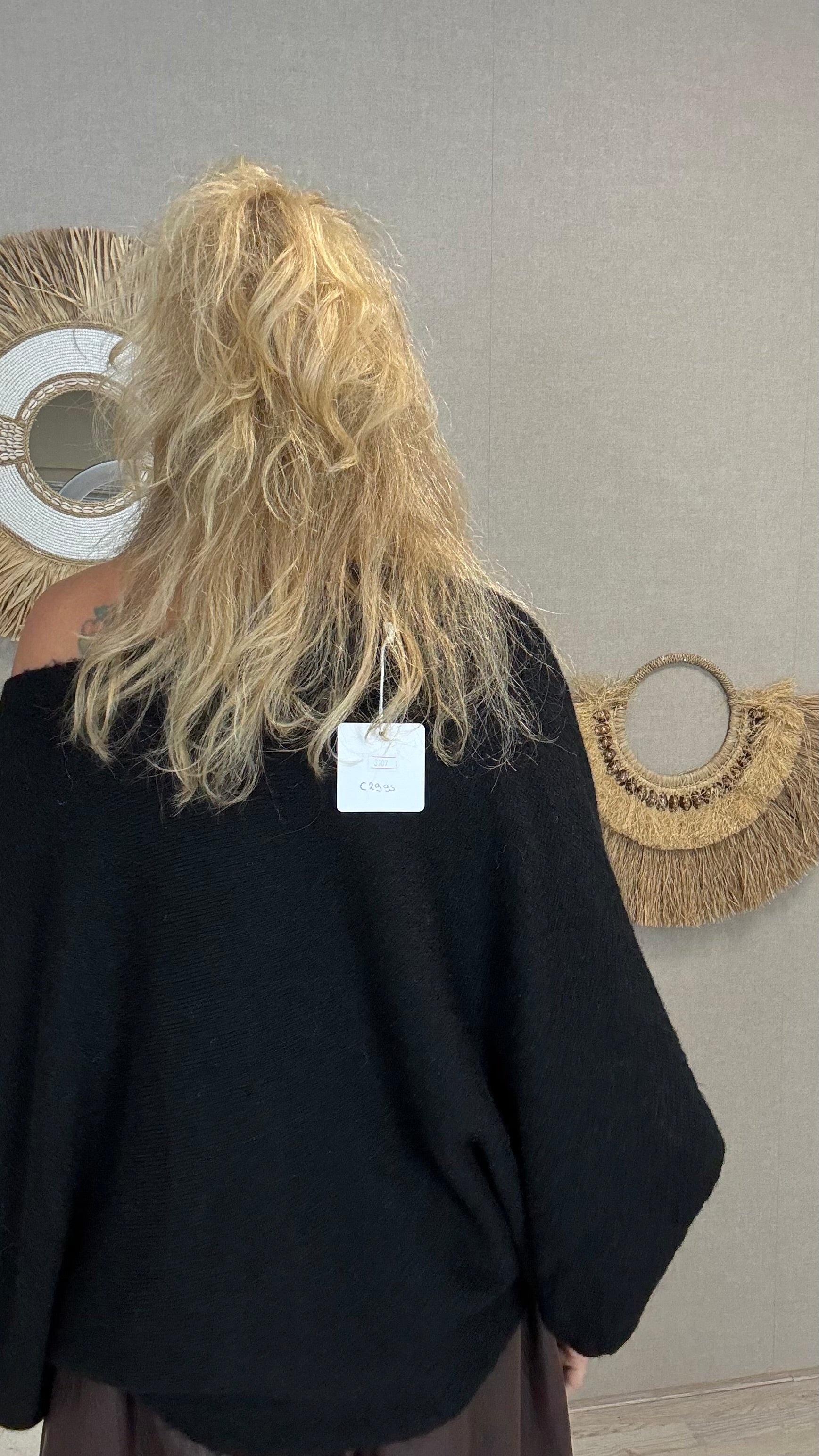 Oversized trui Jessy met ballonmouwen Zwart