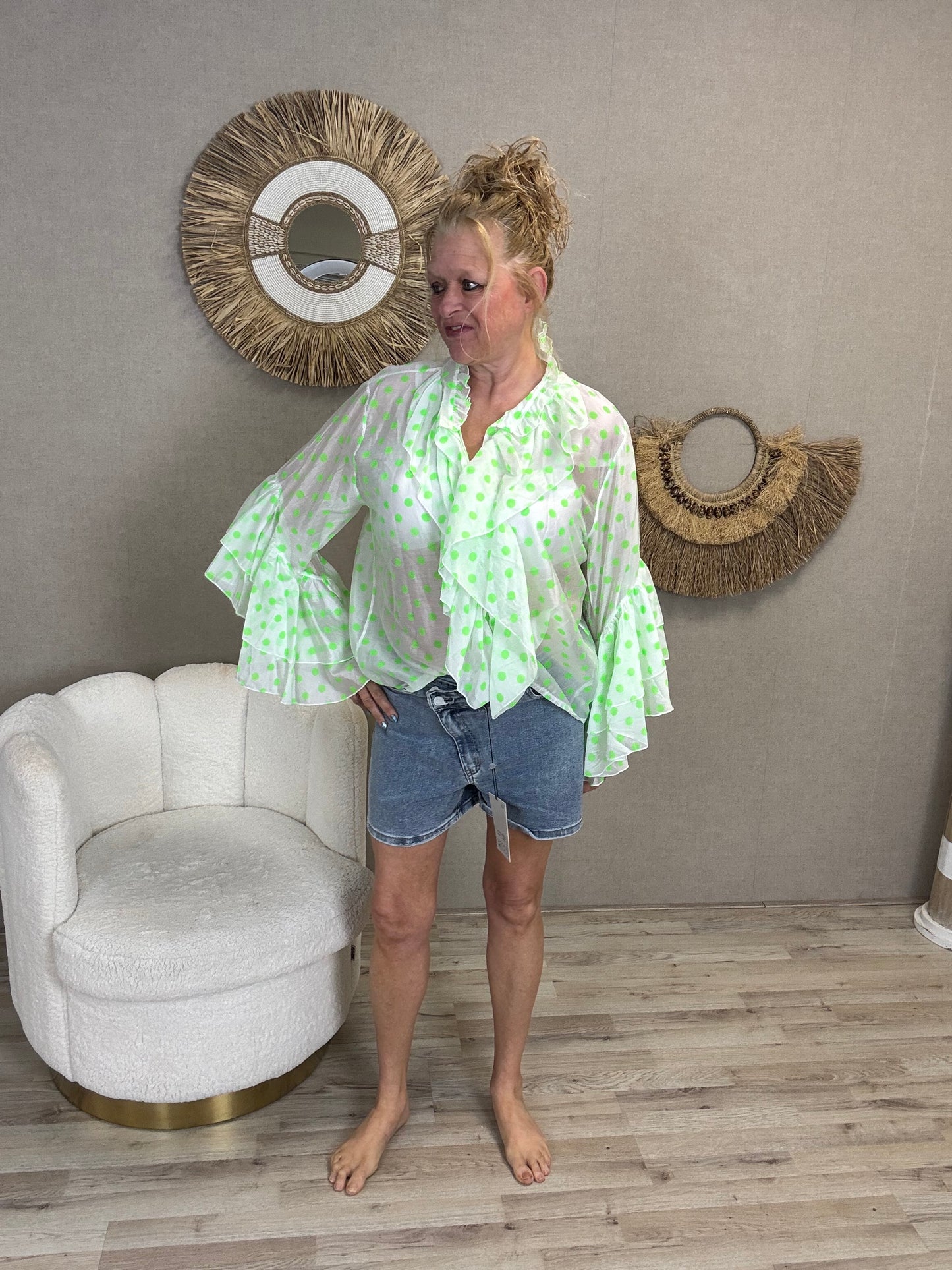 Blouse Dottie Groen - Nancfashion