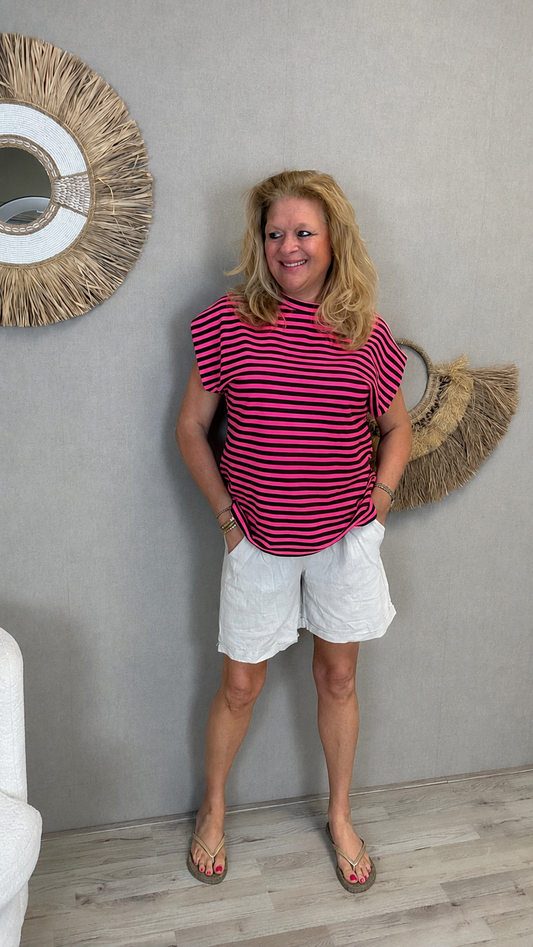 Striped Schirt Mooij Roze/Bruin - Nancfashion