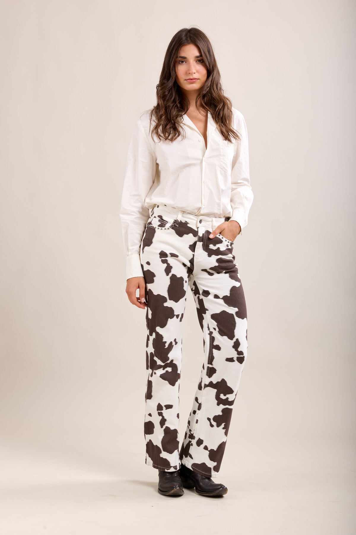 Toxik koeien print met studs