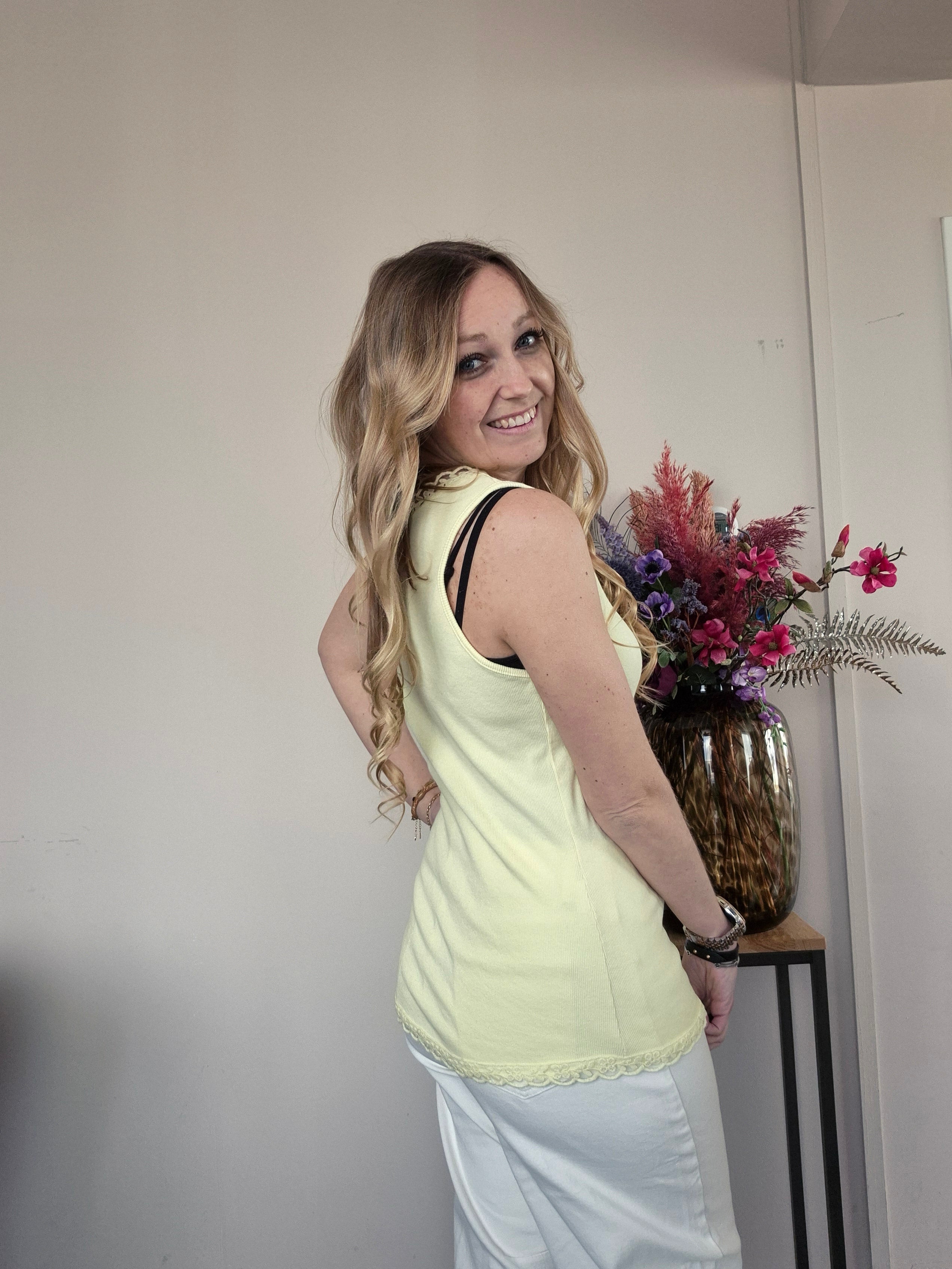 Basic Rib Top Geel - Nancfashion