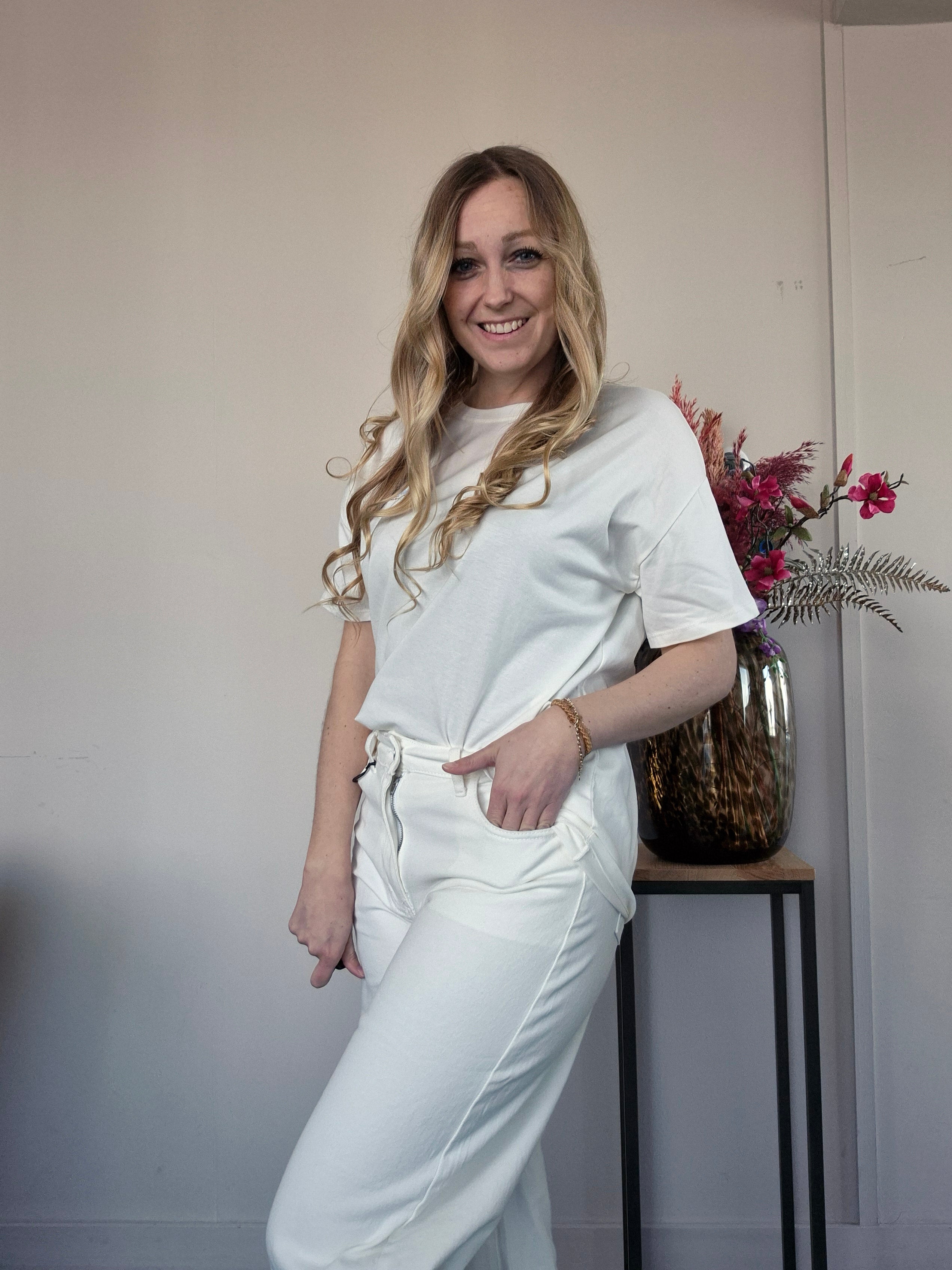 T-shirt New York Wit Blauw - Nancfashion