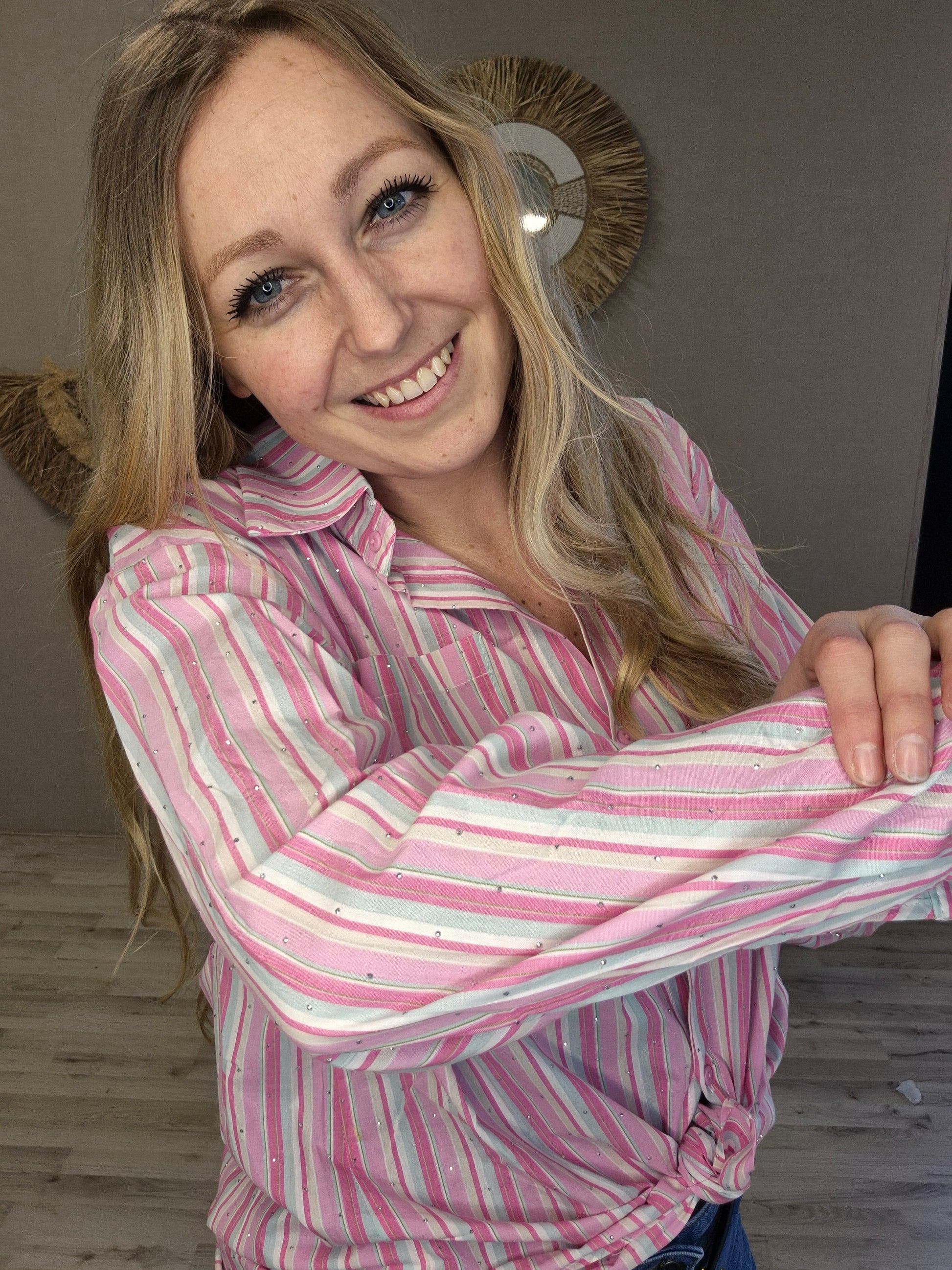 Blouse roze glitter - Nancfashion