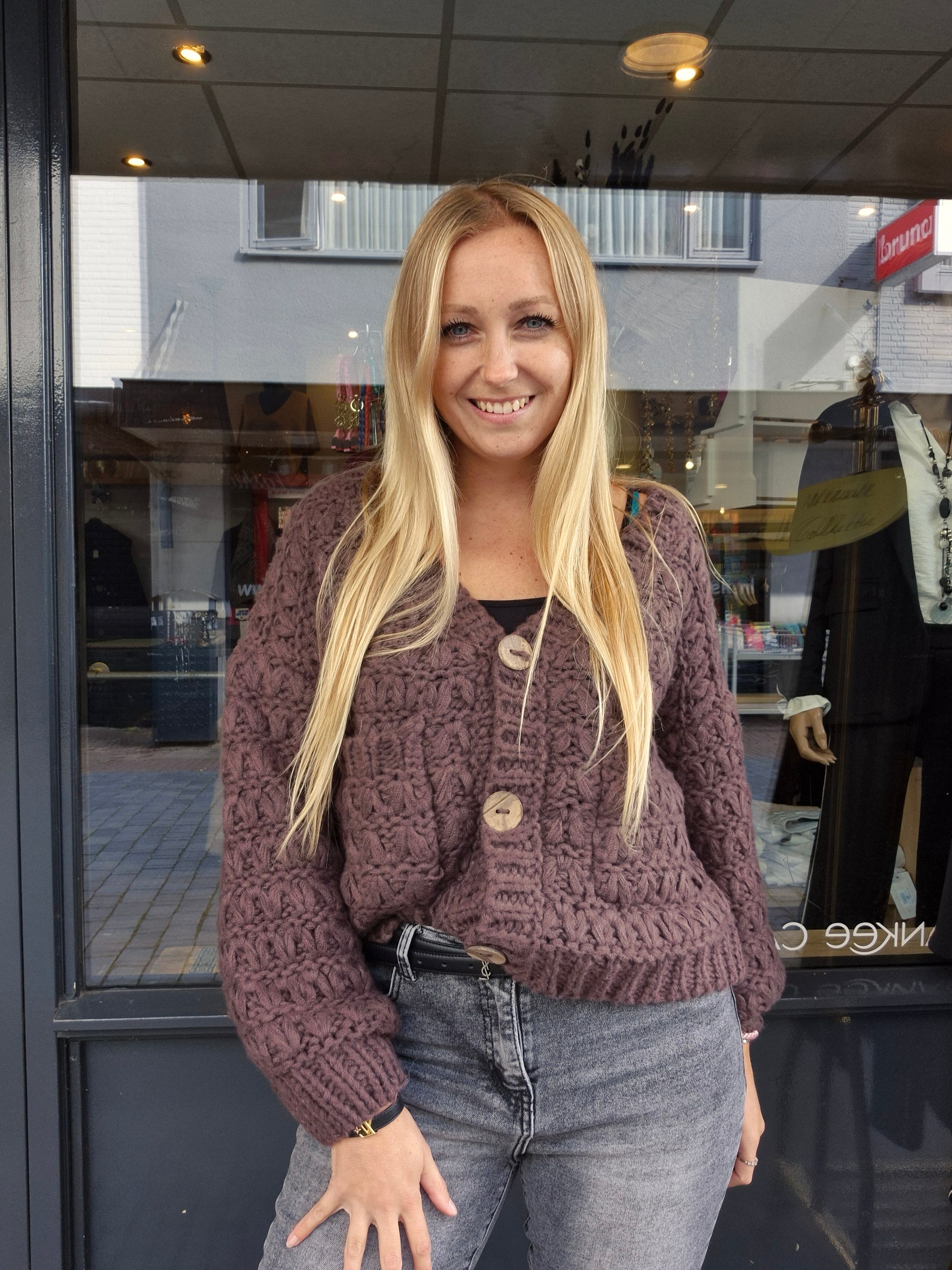 Grof gebreid vest bruin