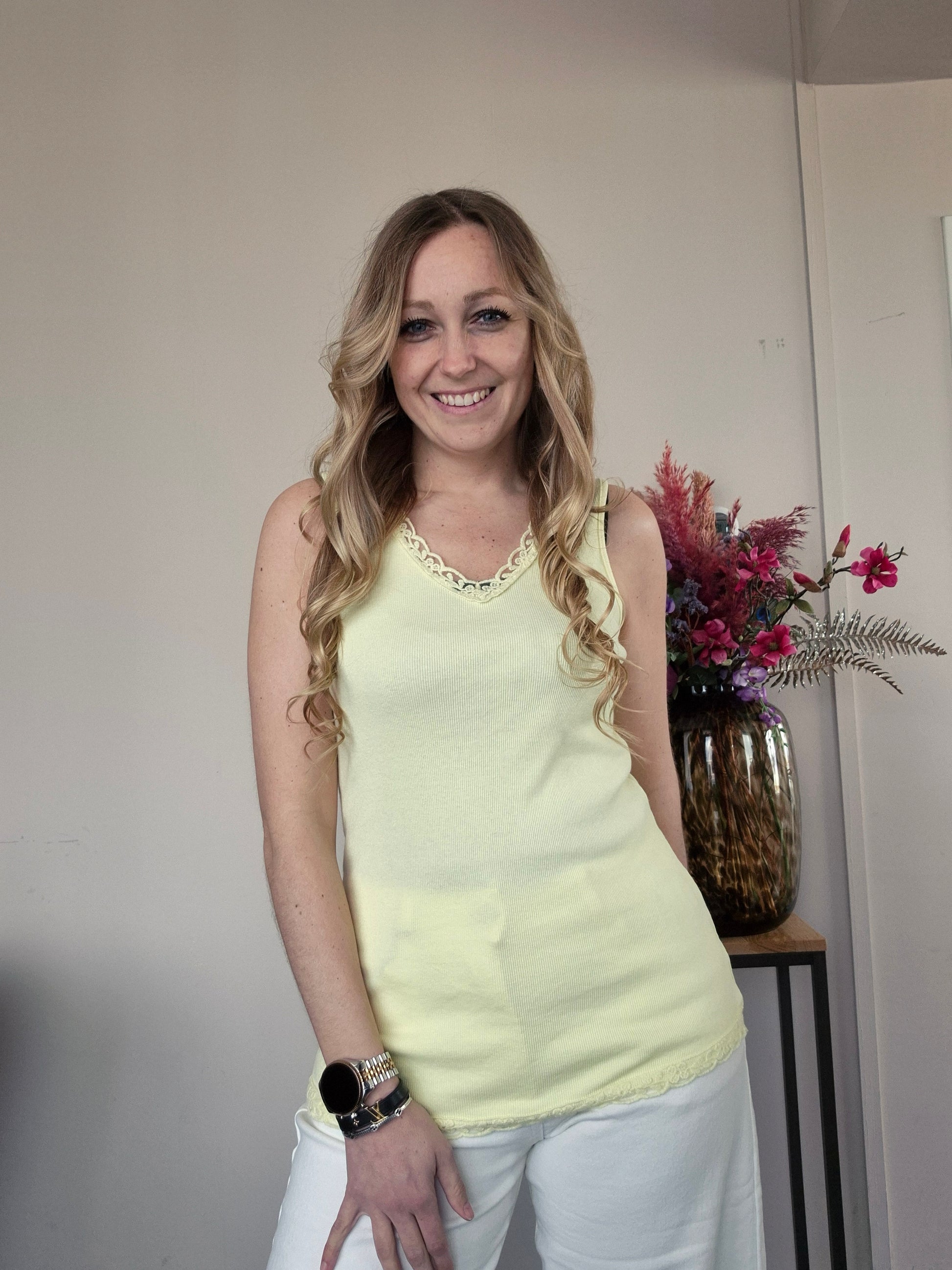 Basic Rib Top Geel - Nancfashion