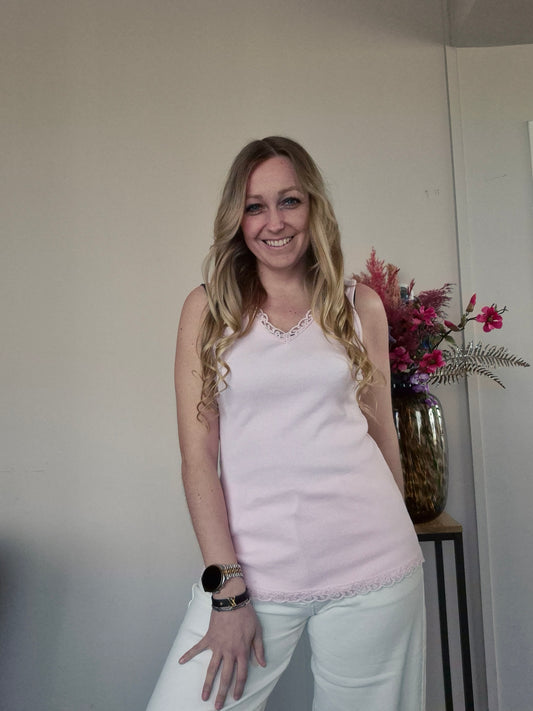 Basic Rib Top Roze - Nancfashion