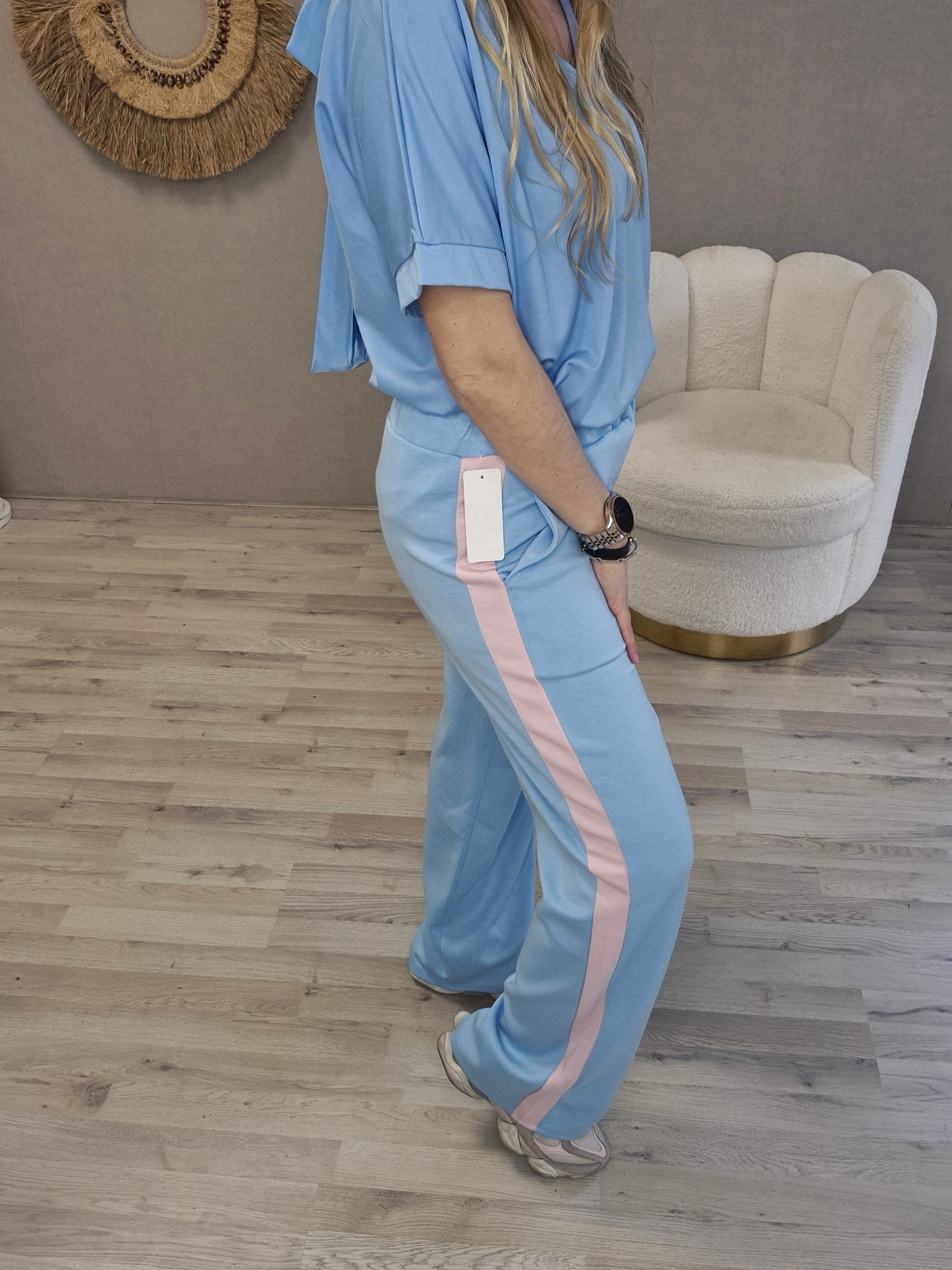 Jogg broek blauw roze - Nancfashion