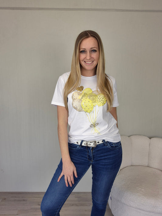 T-shirt ballon geel - Nancfashion