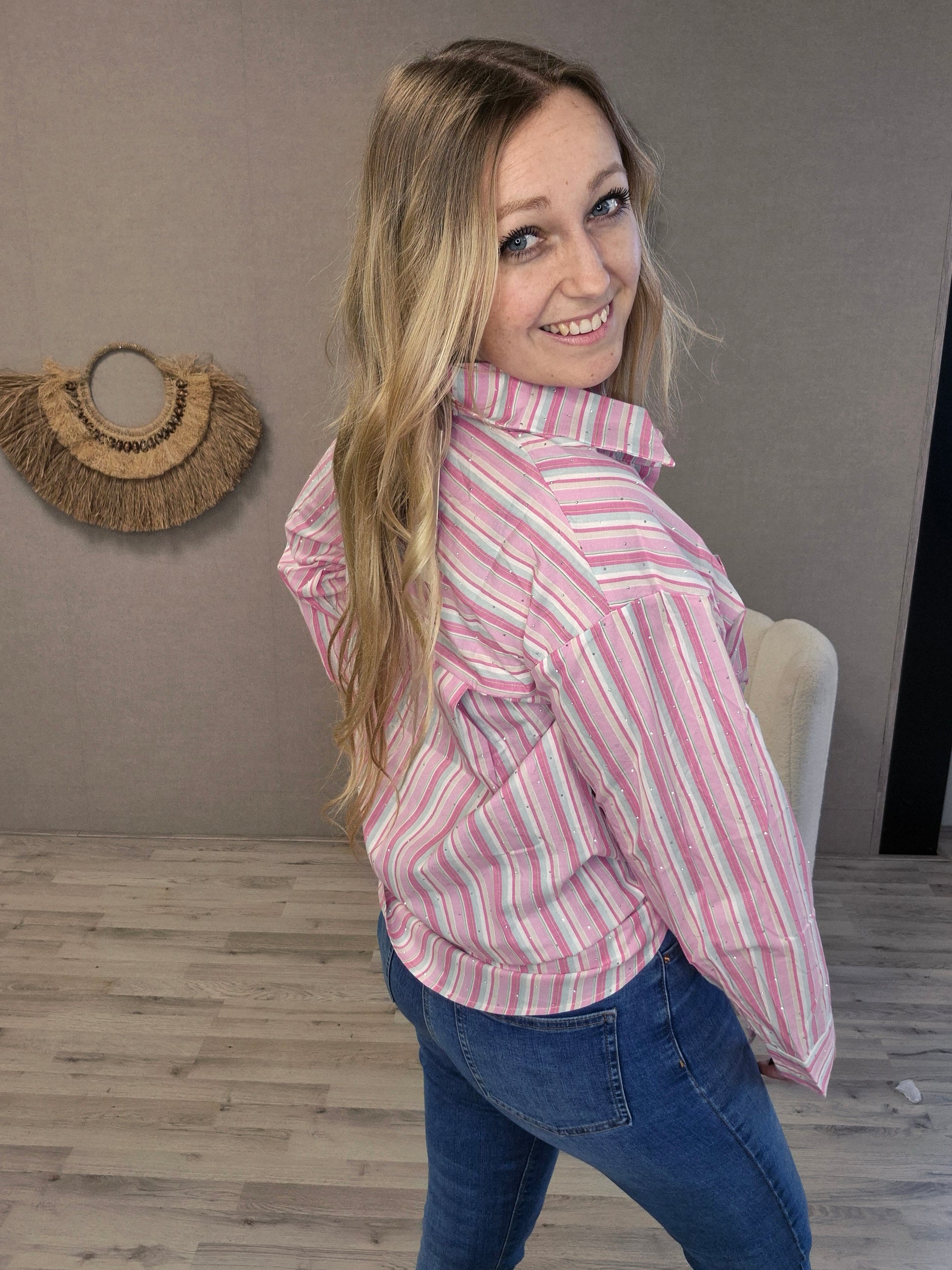 Blouse roze glitter - Nancfashion