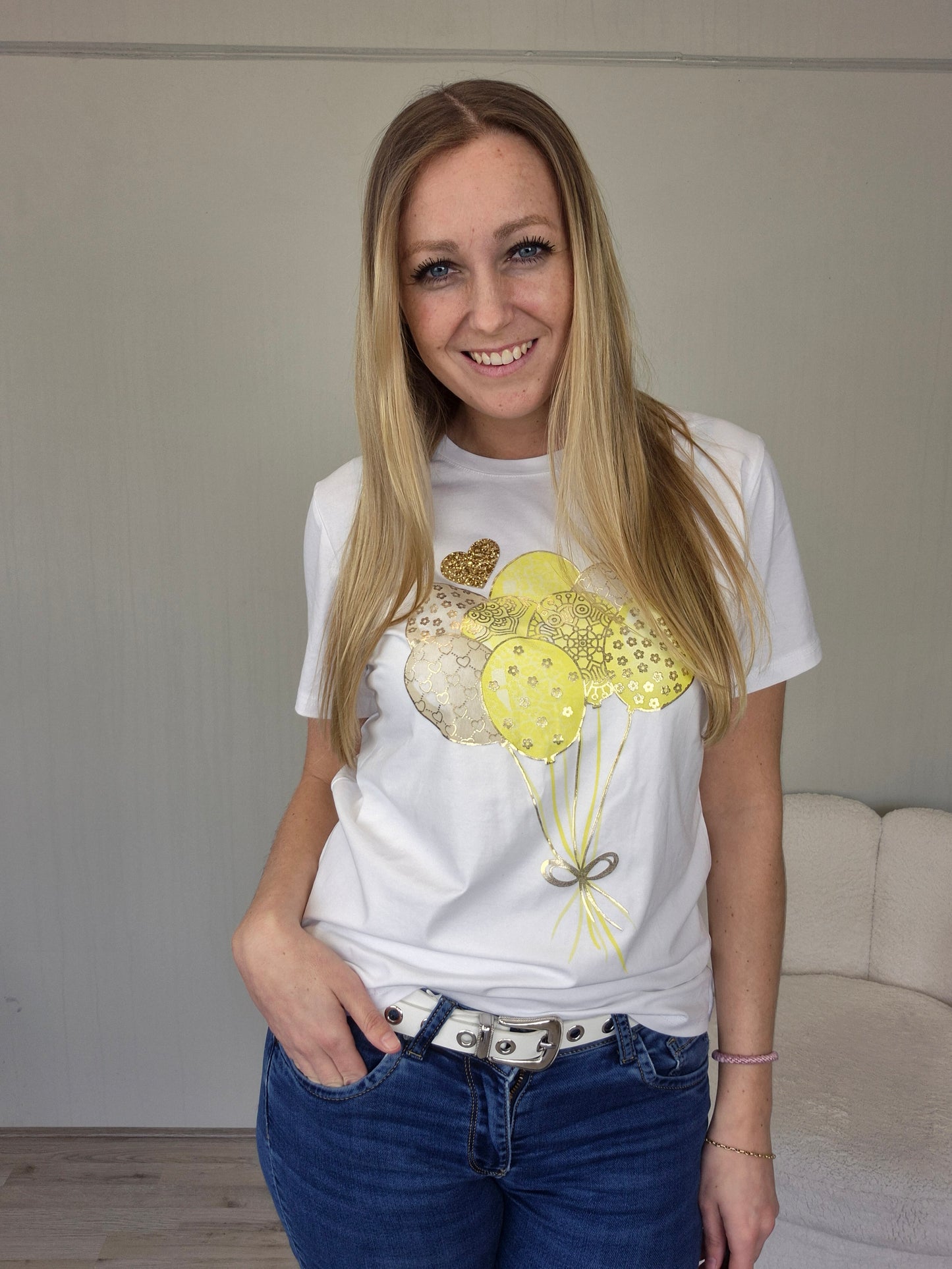 T-shirt ballon geel - Nancfashion