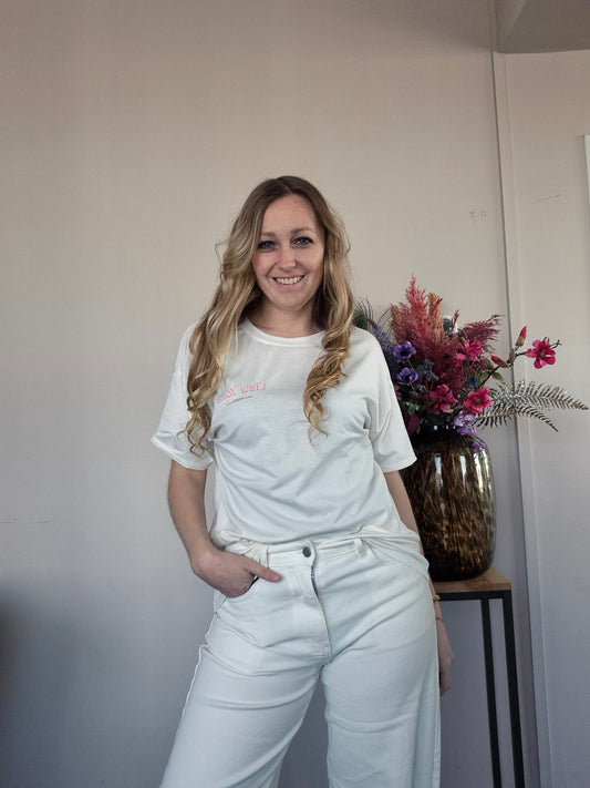 T-shirt New York Wit Roze - Nancfashion