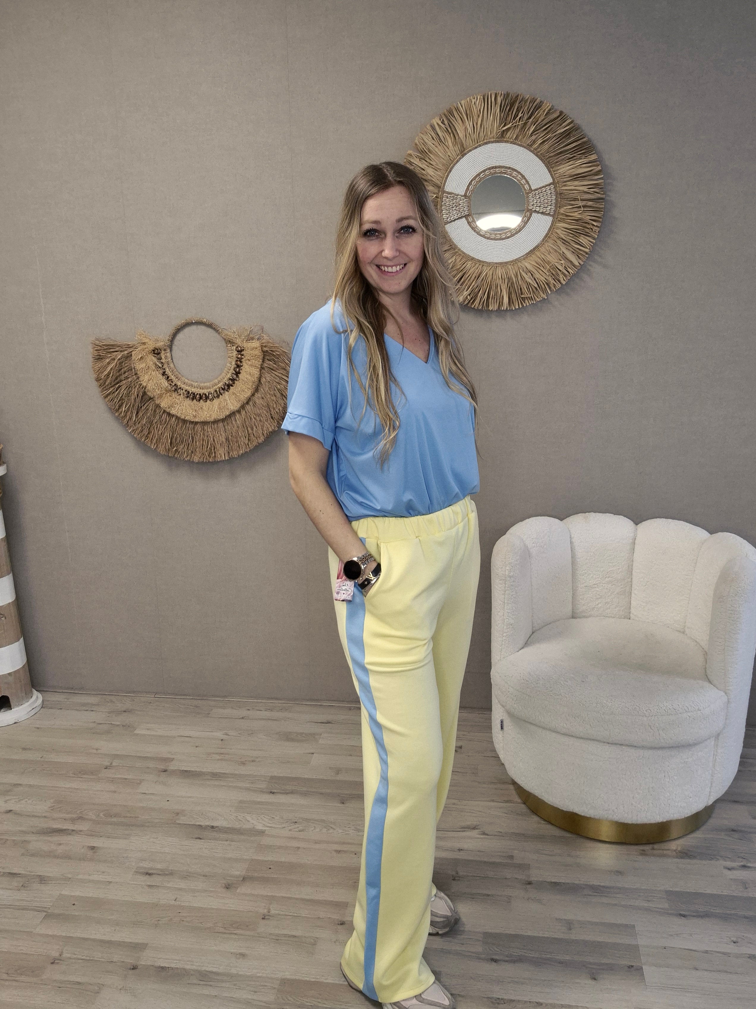 Jogg Broek geel blauw - Nancfashion
