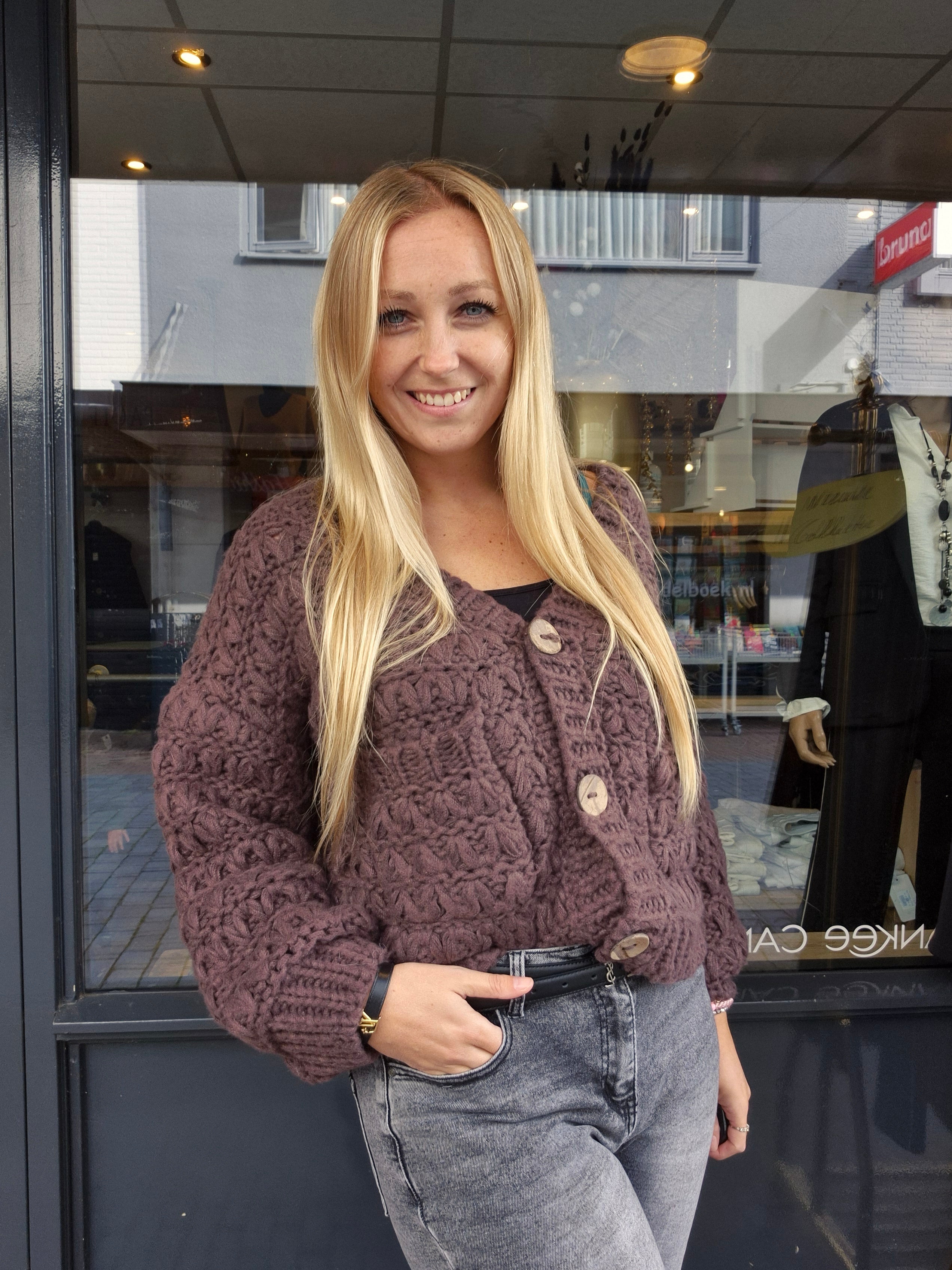 Grof gebreid vest bruin