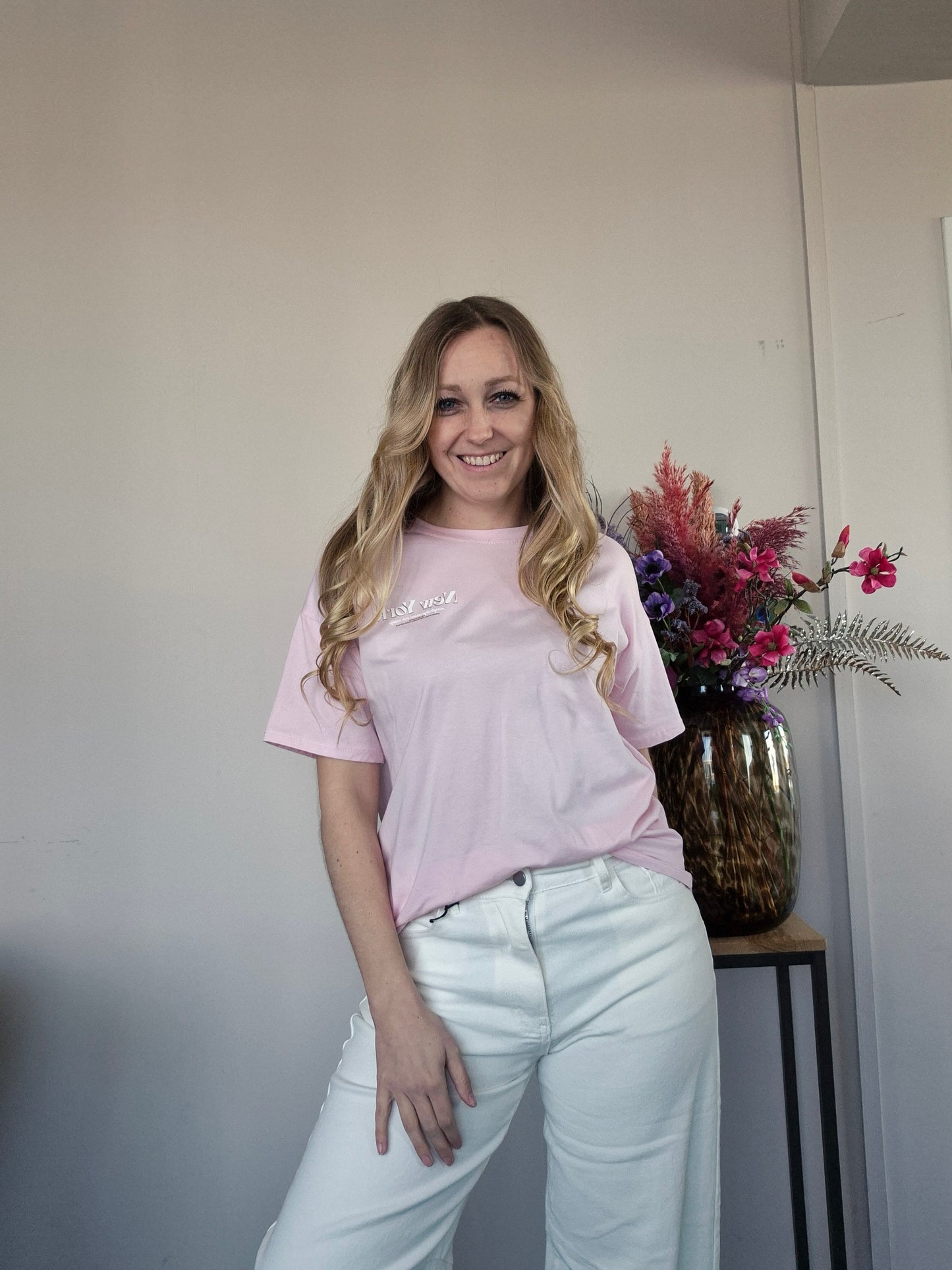 T-shirt New York Roze - Nancfashion