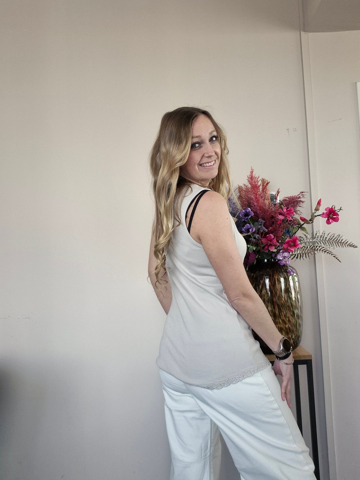 Basic Rib Top Beige - Nancfashion