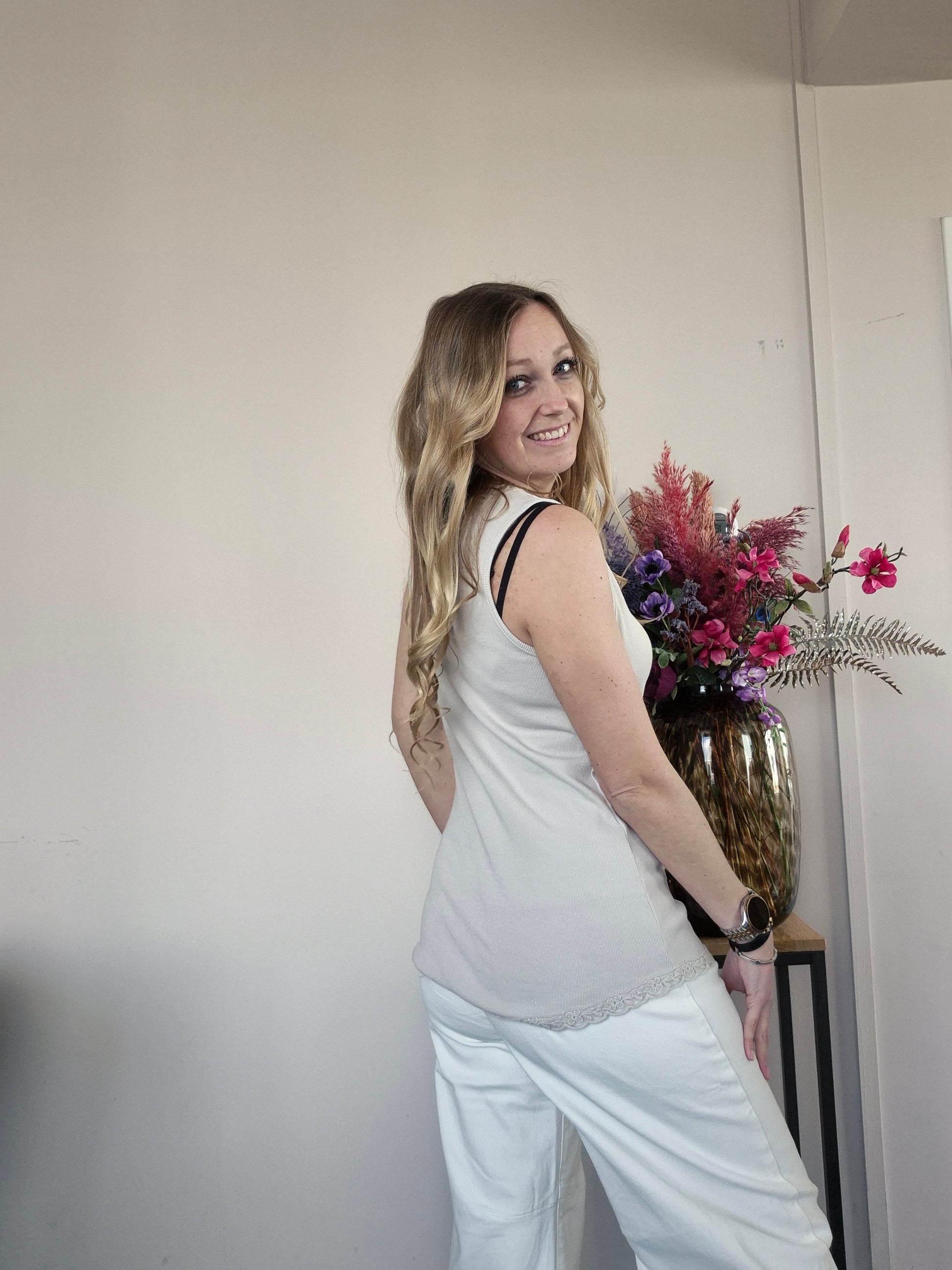 Basic Rib Top Beige - Nancfashion