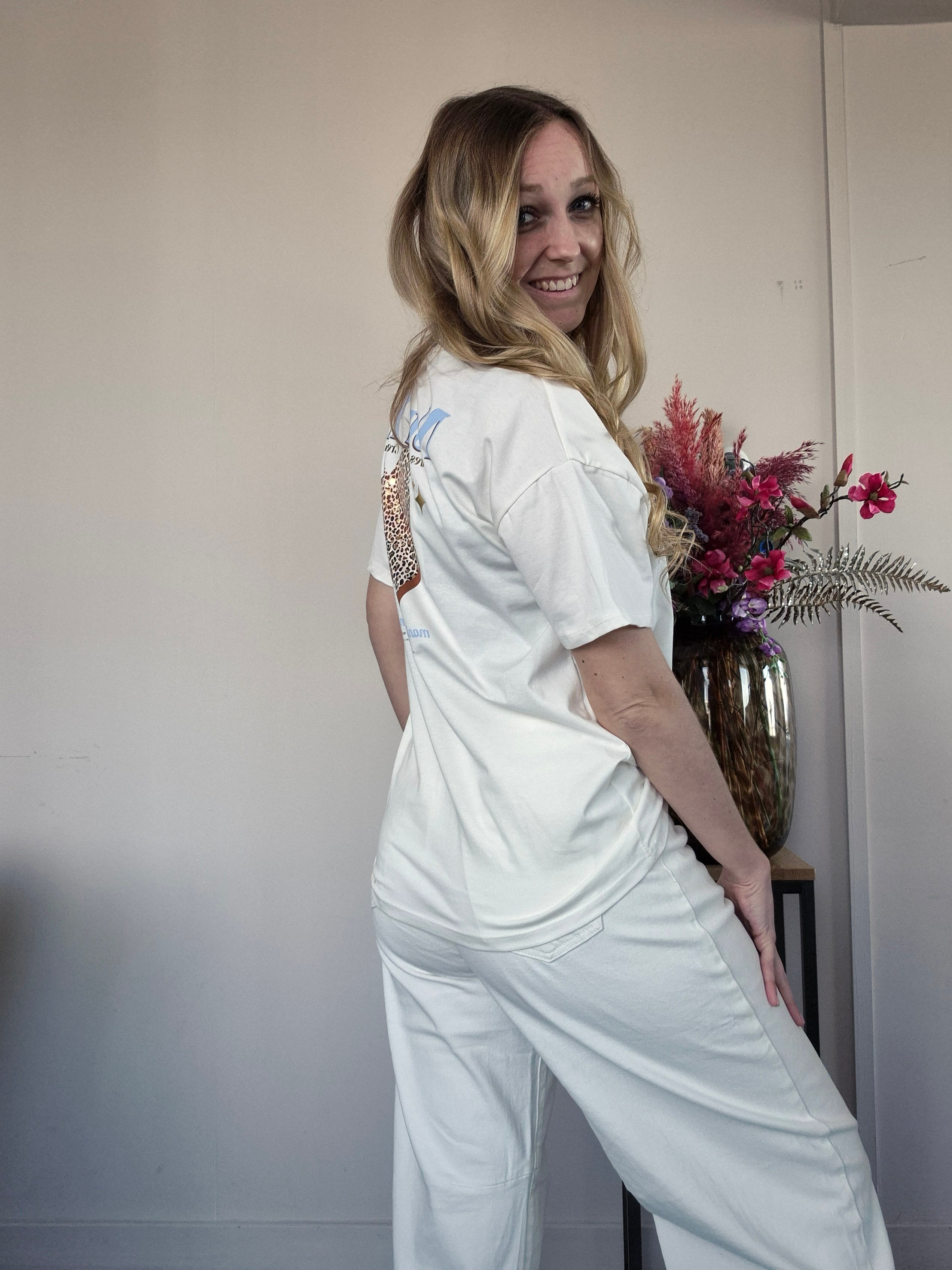 T-shirt New York Wit Blauw - Nancfashion