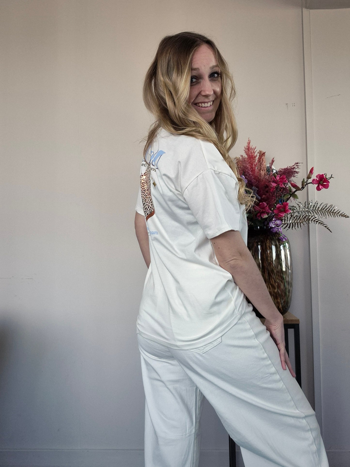 T-shirt New York Wit Blauw - Nancfashion