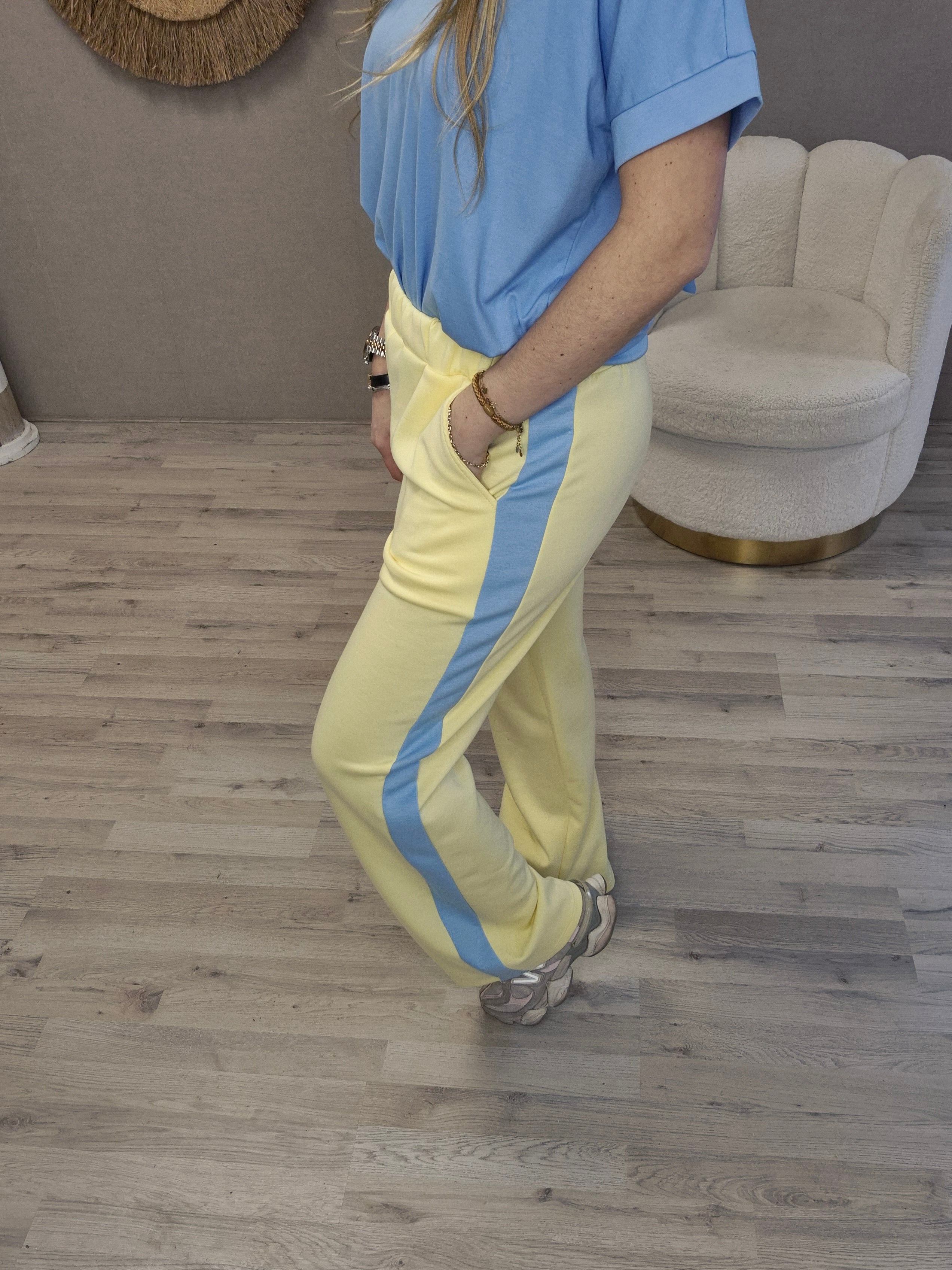 Jogg Broek geel blauw - Nancfashion