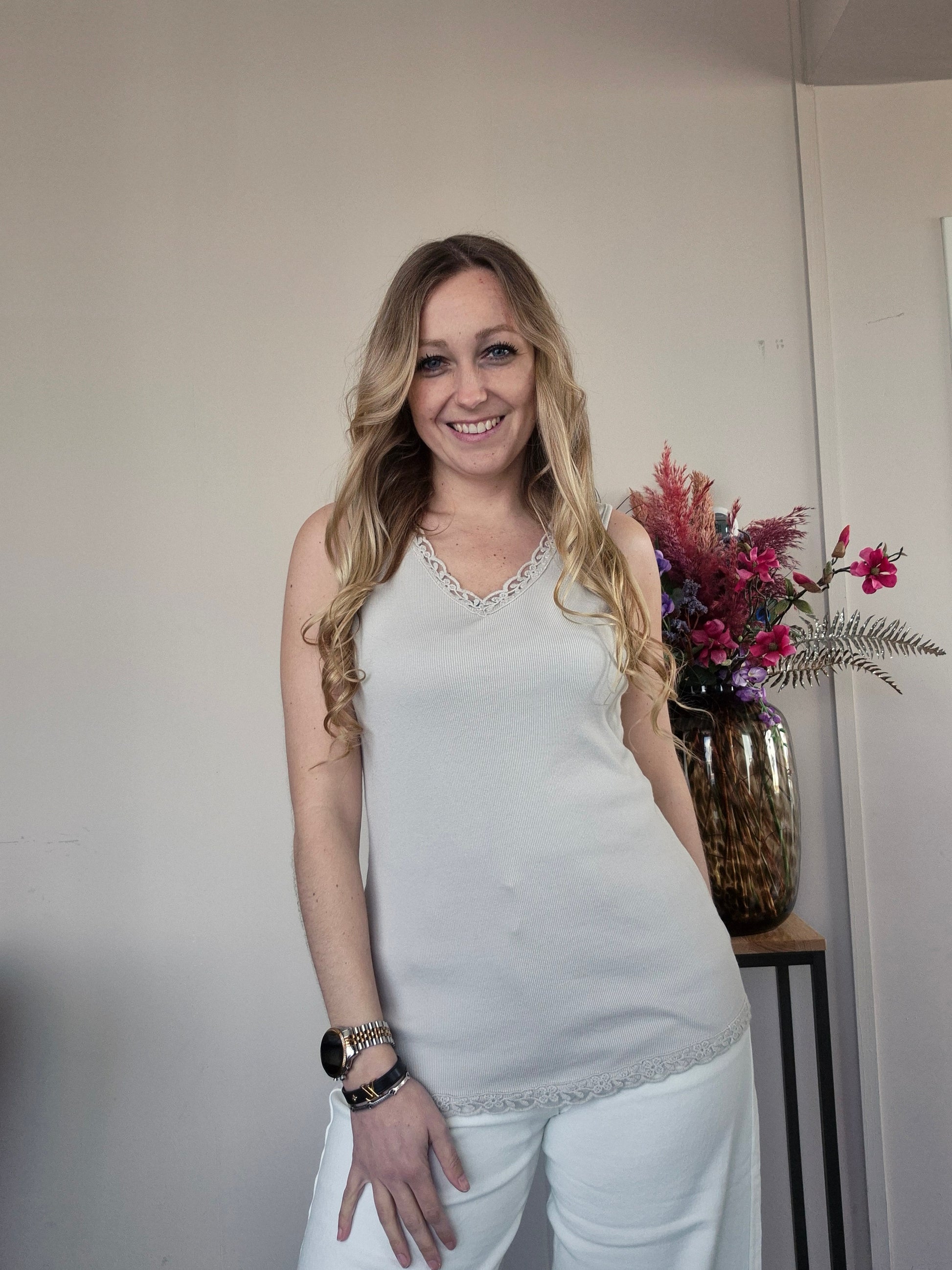 Basic Rib Top Beige - Nancfashion