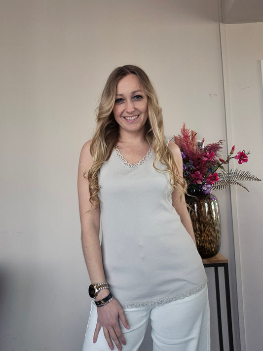 Basic Rib Top Beige - Nancfashion