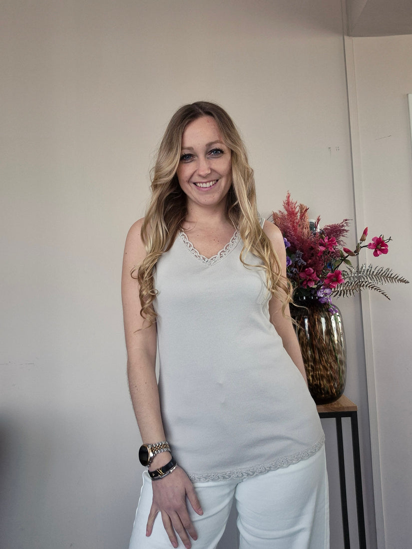 Basic Rib Top Beige - Nancfashion