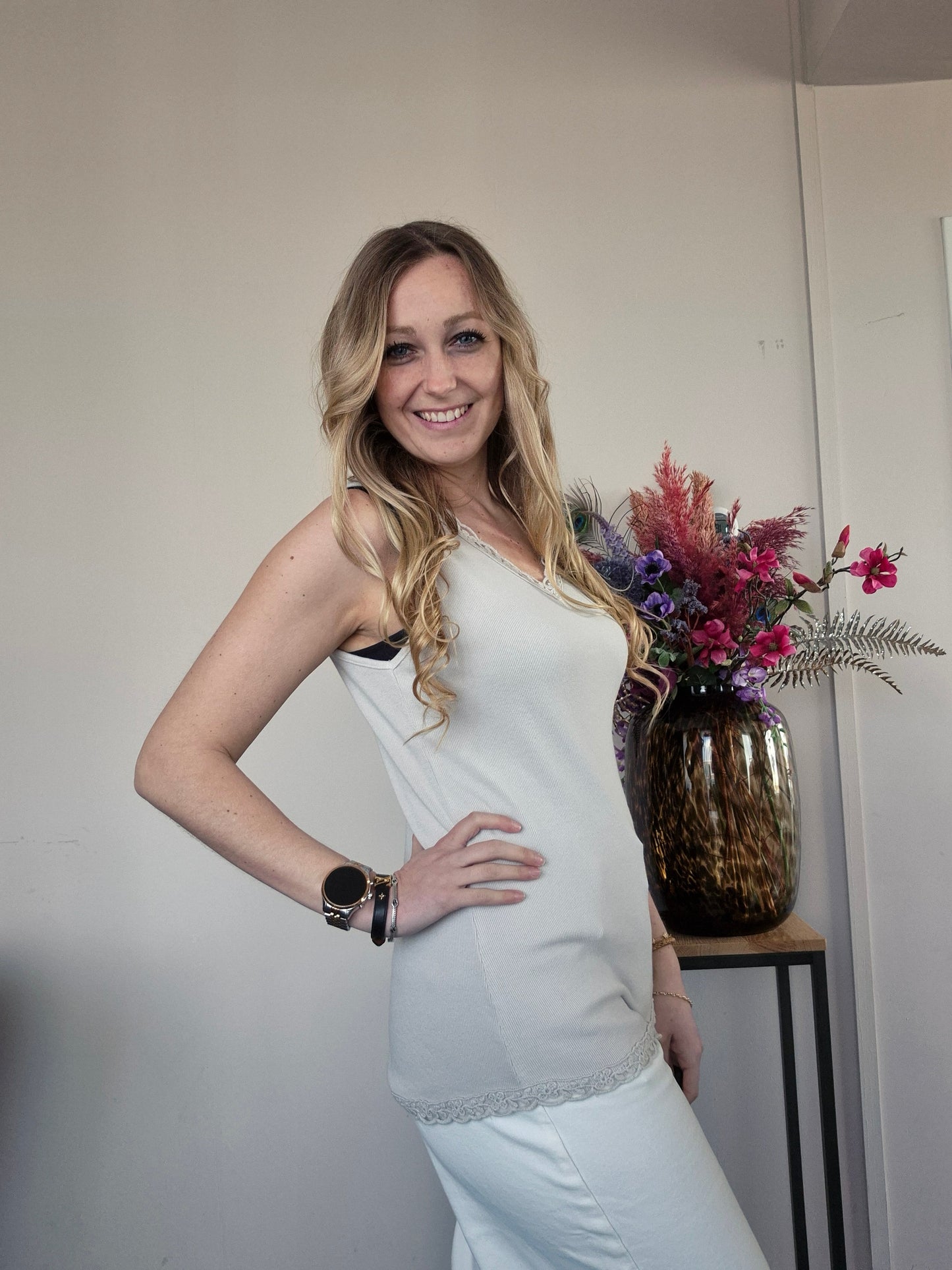 Basic Rib Top Beige - Nancfashion