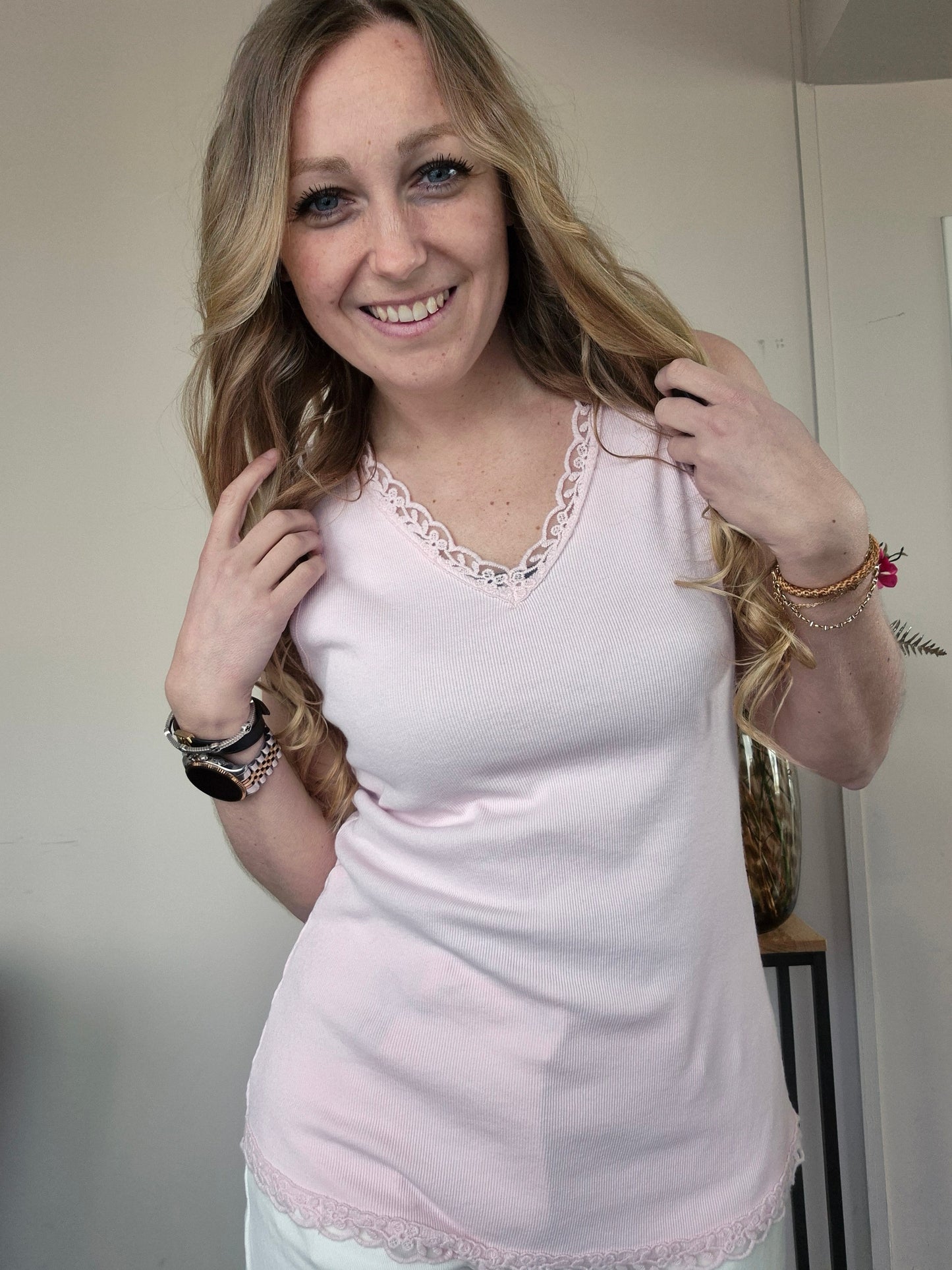 Basic Rib Top Roze - Nancfashion