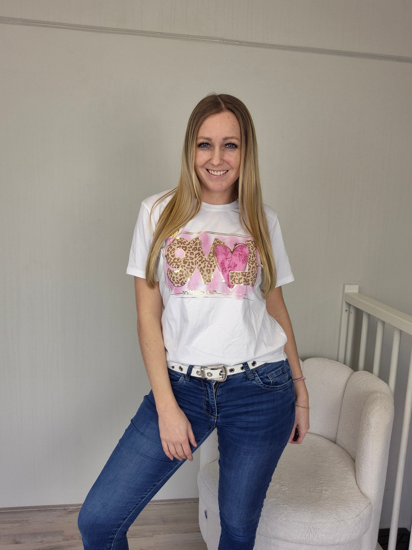 T-shirt love panter roze - Nancfashion