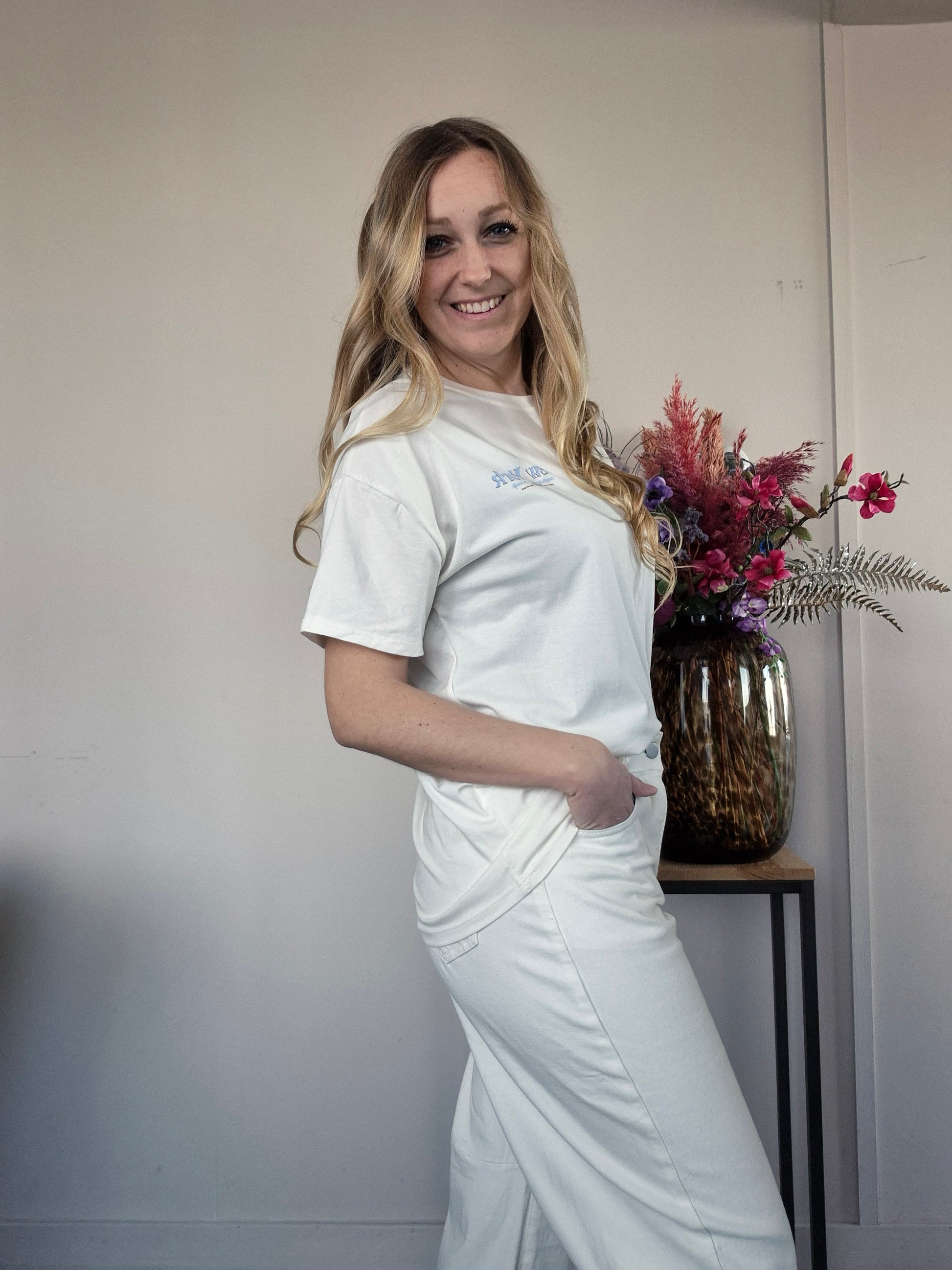 T-shirt New York Wit Blauw - Nancfashion