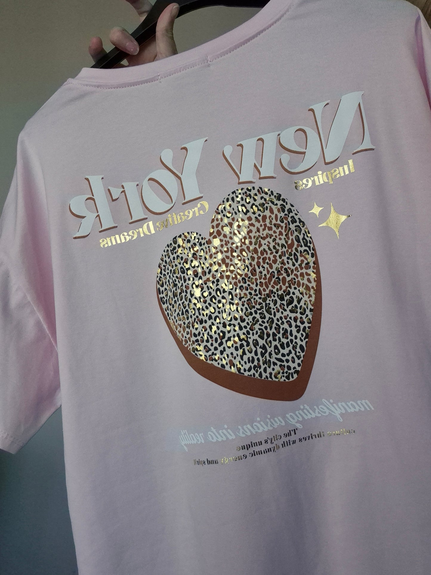 T-shirt New York Roze - Nancfashion
