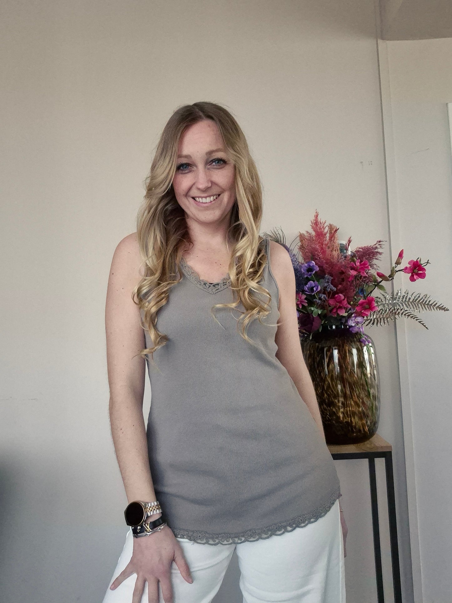 Basic Rib Top Taupe - Nancfashion