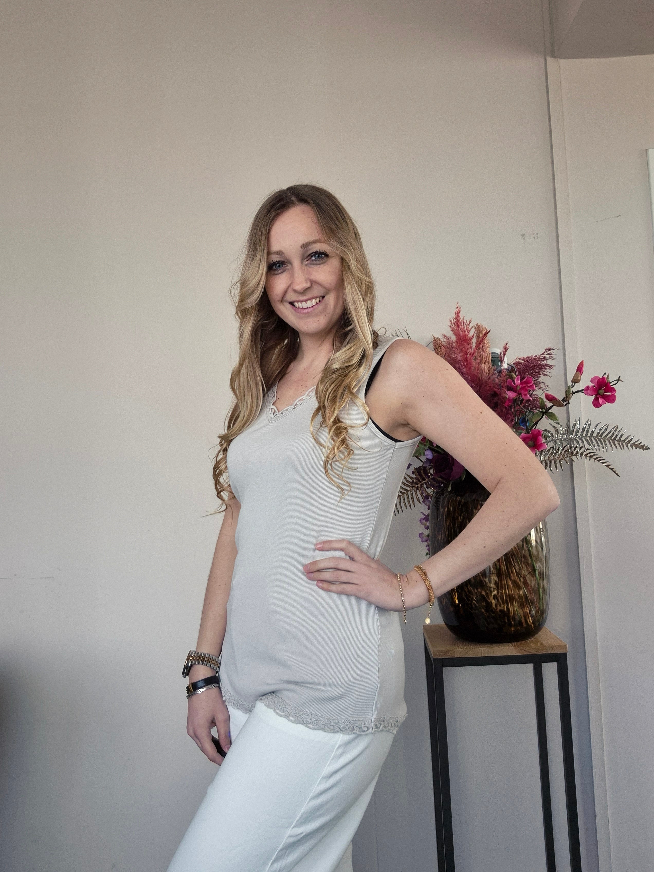 Basic Rib Top Beige - Nancfashion