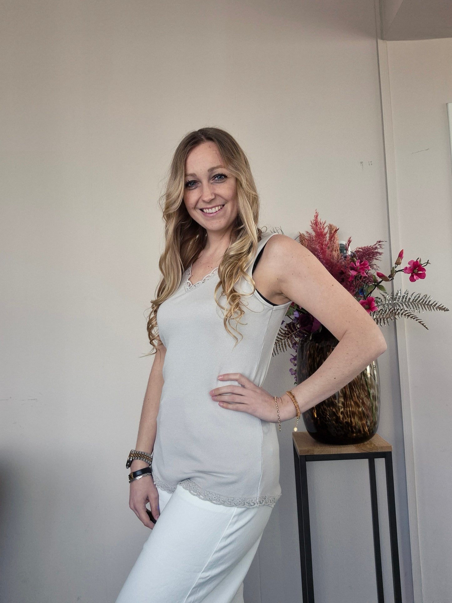 Basic Rib Top Beige - Nancfashion