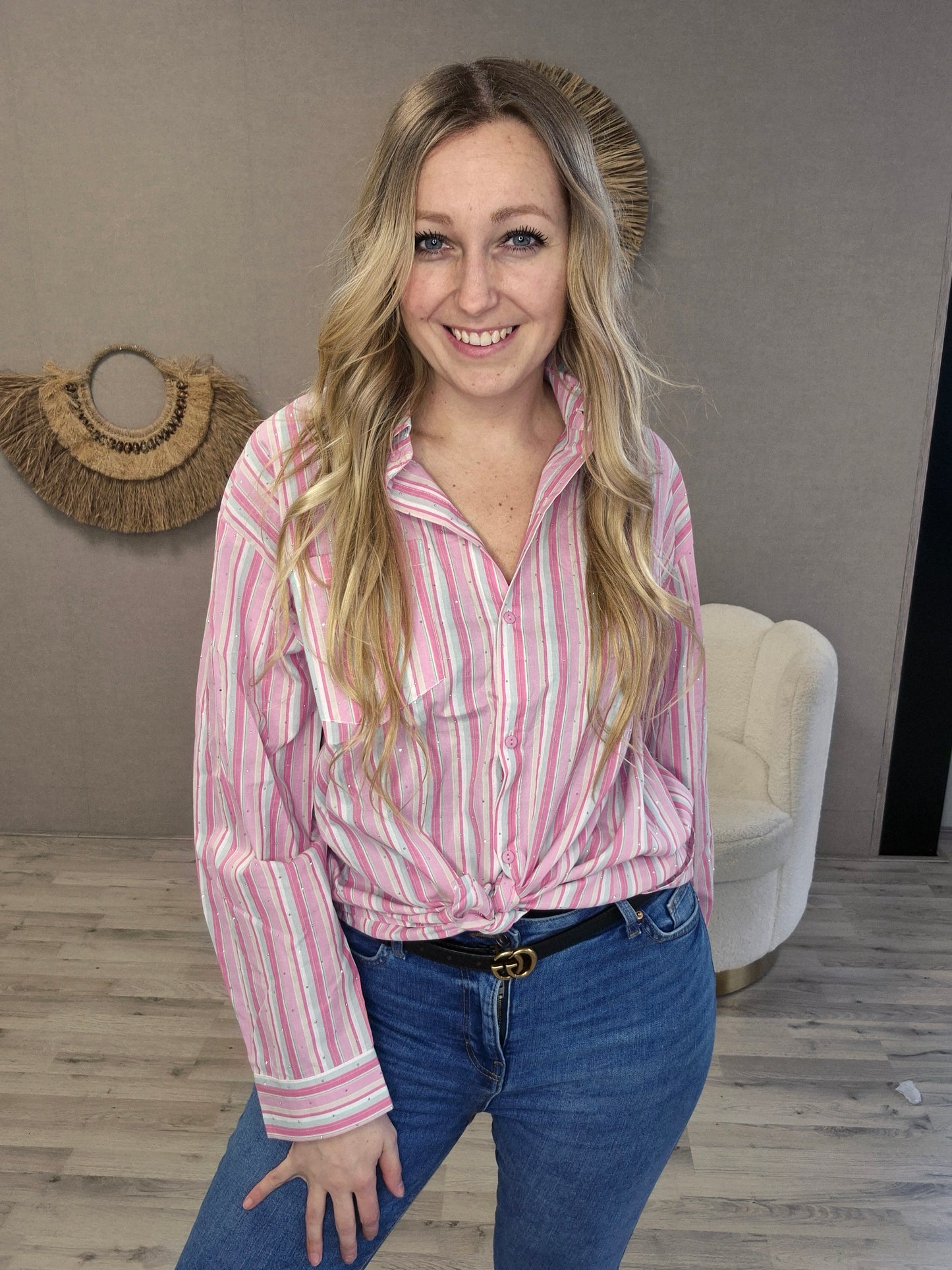 Blouse roze glitter - Nancfashion