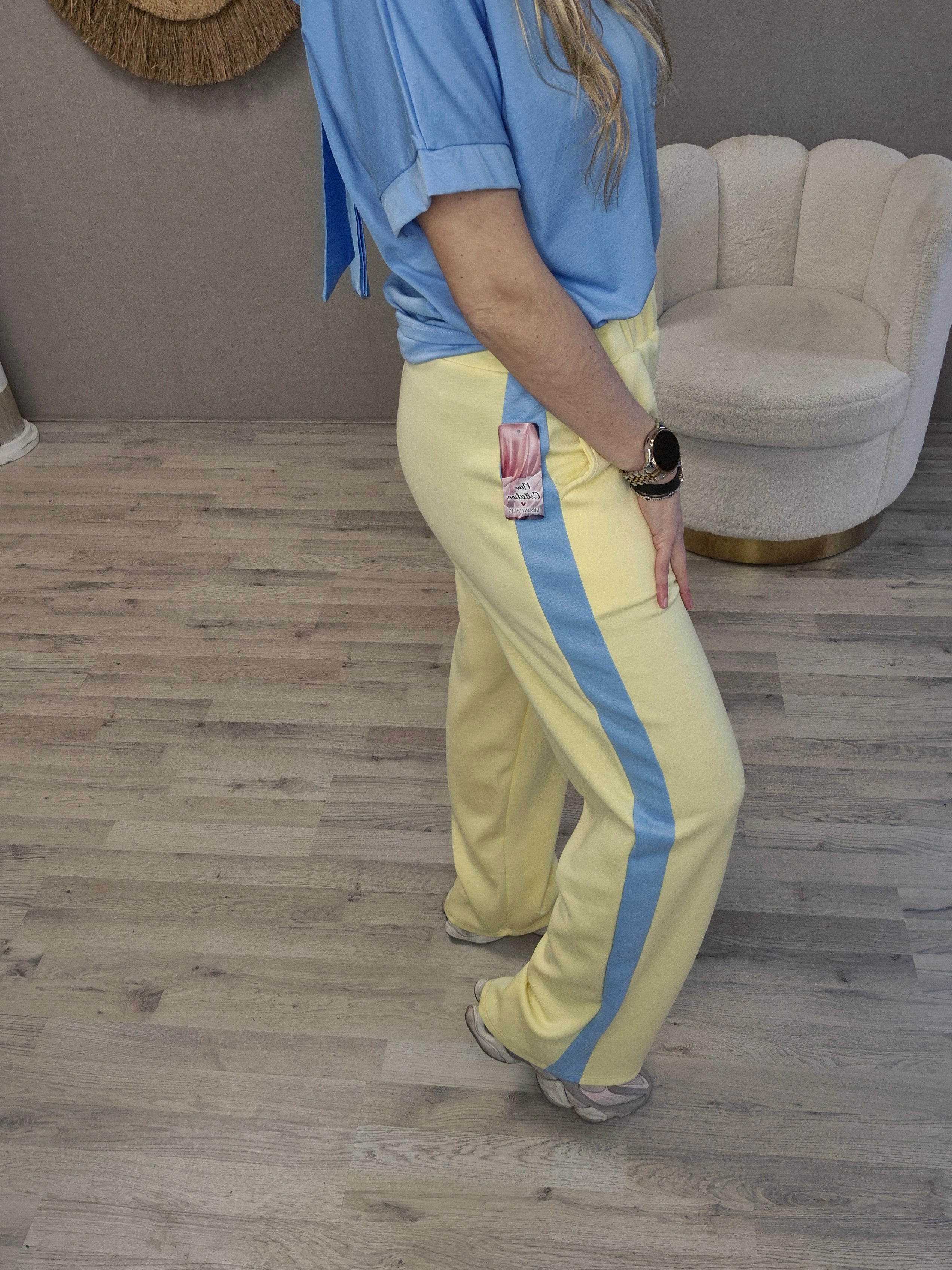 Jogg Broek geel blauw - Nancfashion
