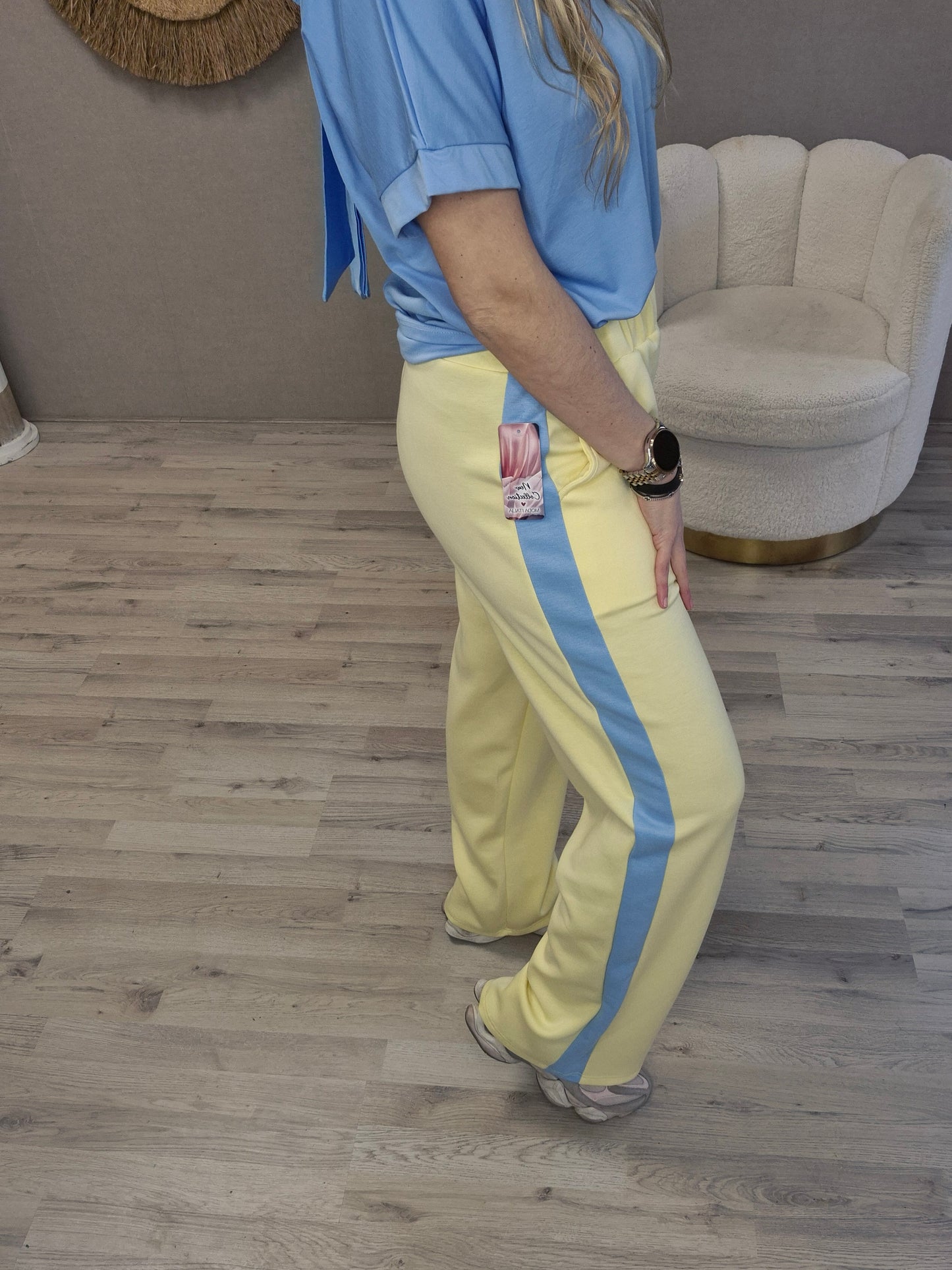 Jogg Broek geel blauw - Nancfashion