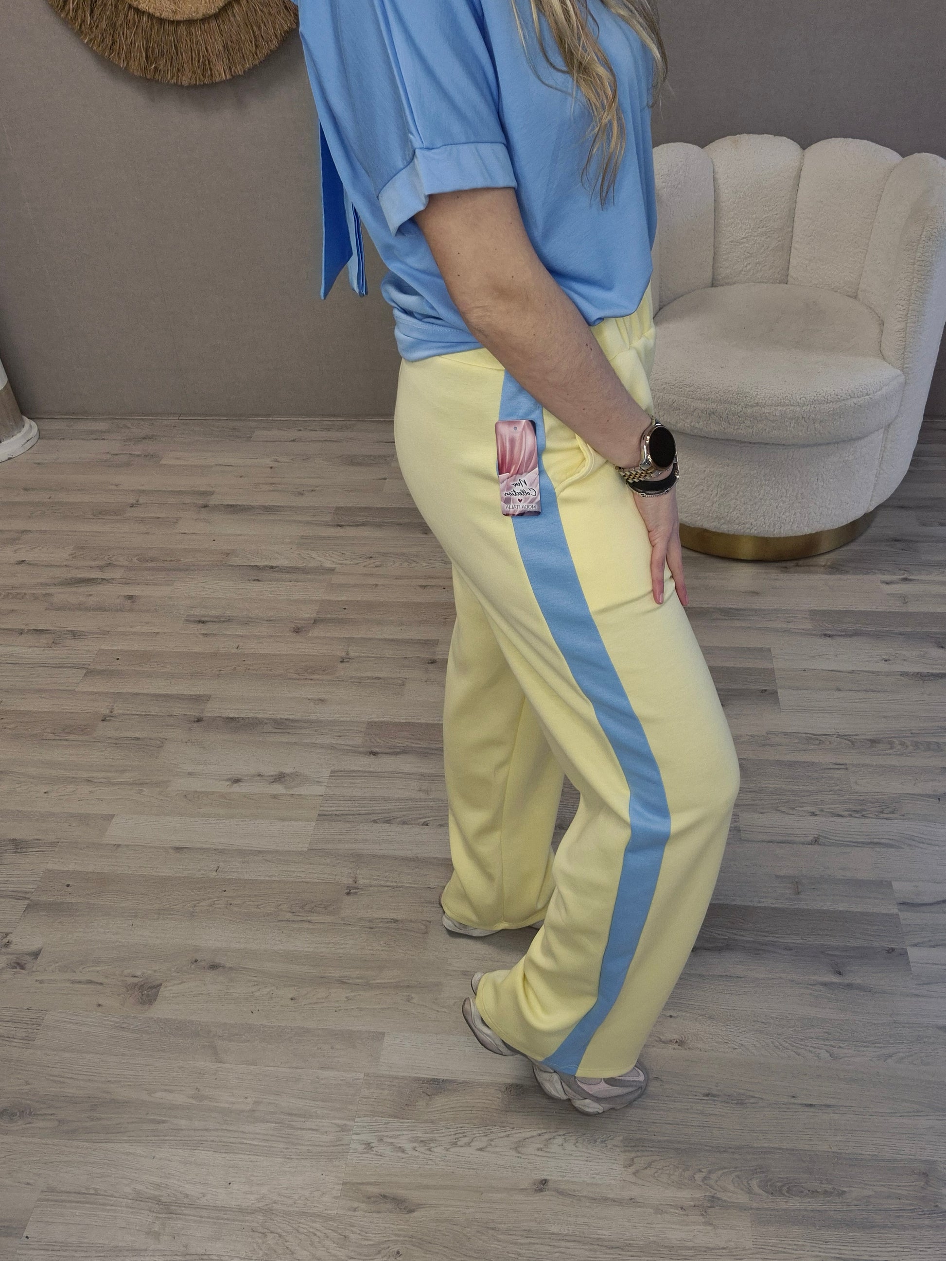 Jogg Broek geel blauw - Nancfashion