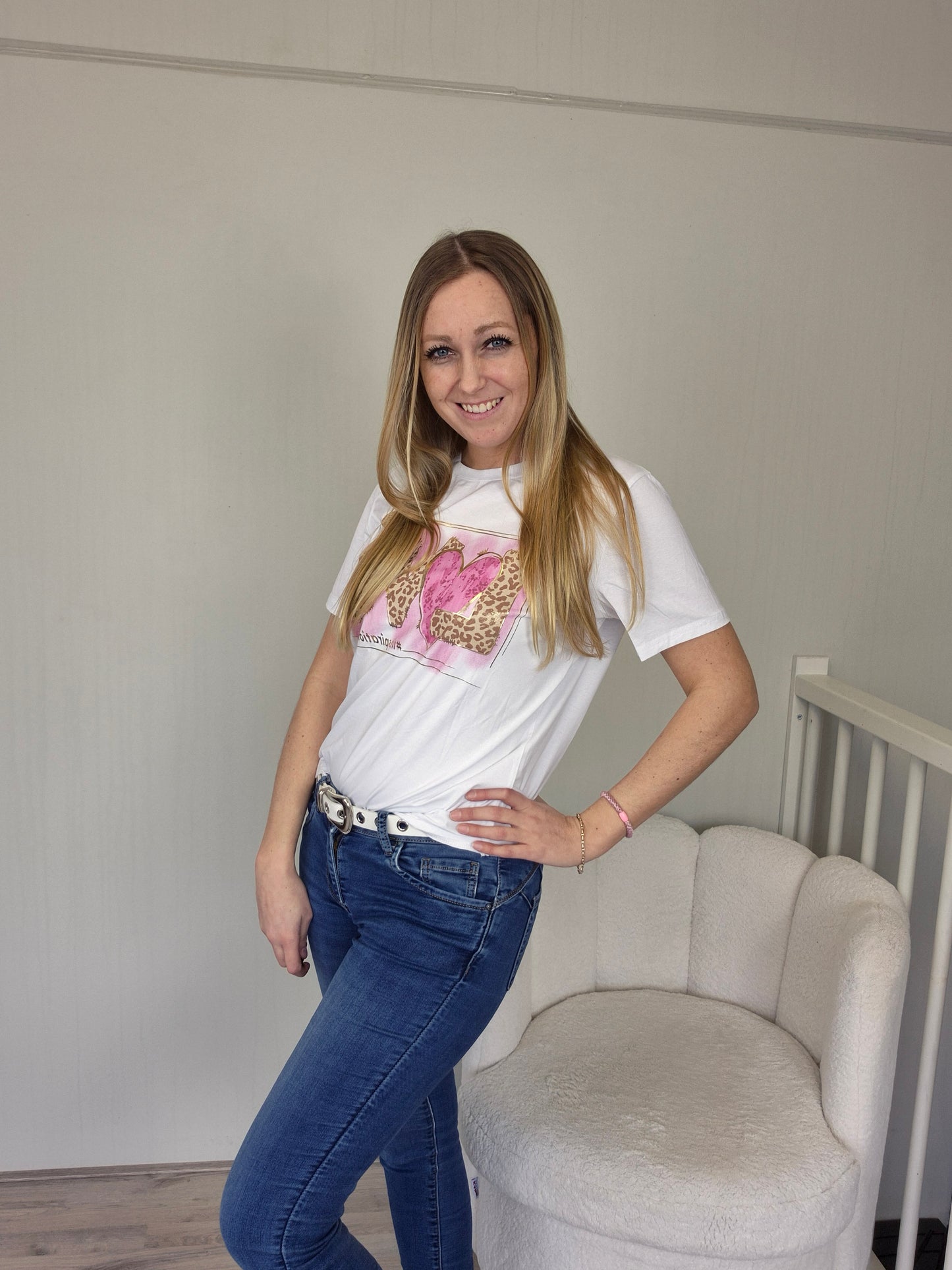 T-shirt love panter roze - Nancfashion