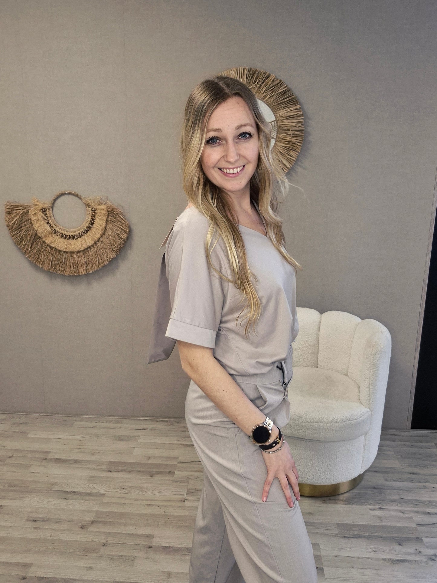 Shirt strik taupe - Nancfashion