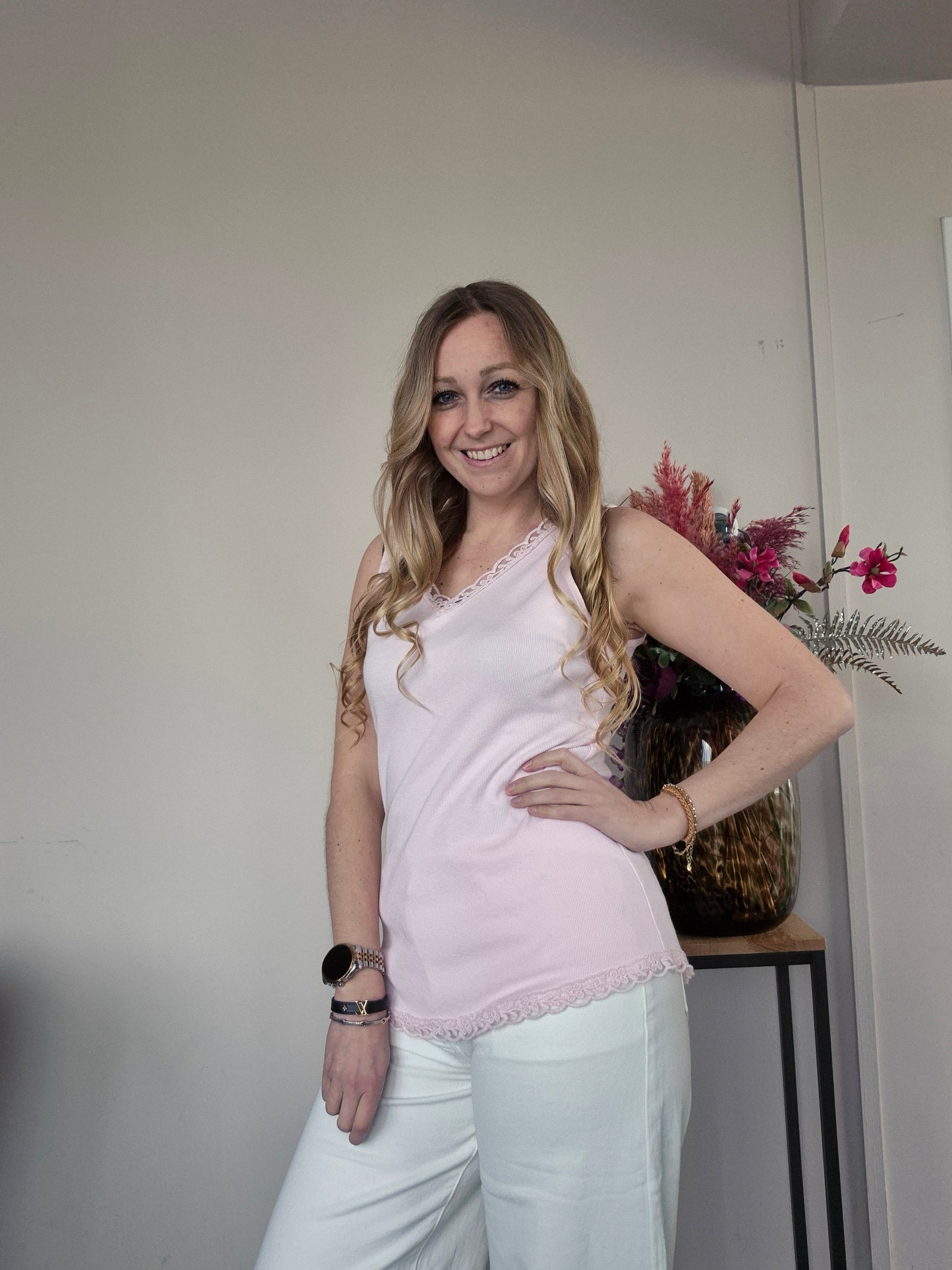 Basic Rib Top Roze - Nancfashion