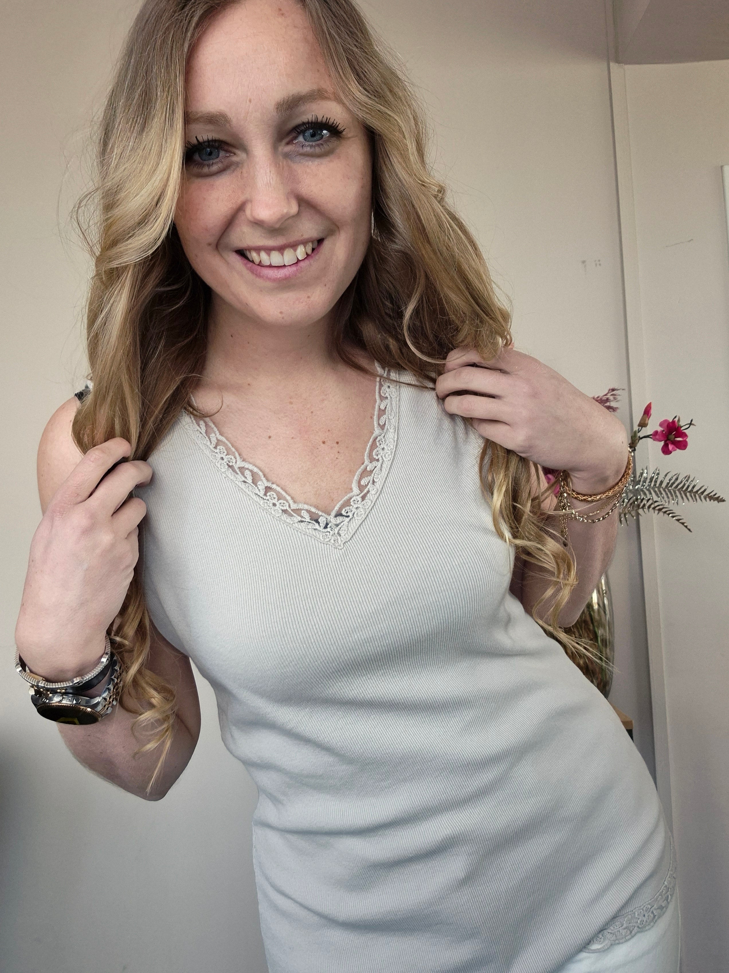 Basic Rib Top Beige - Nancfashion