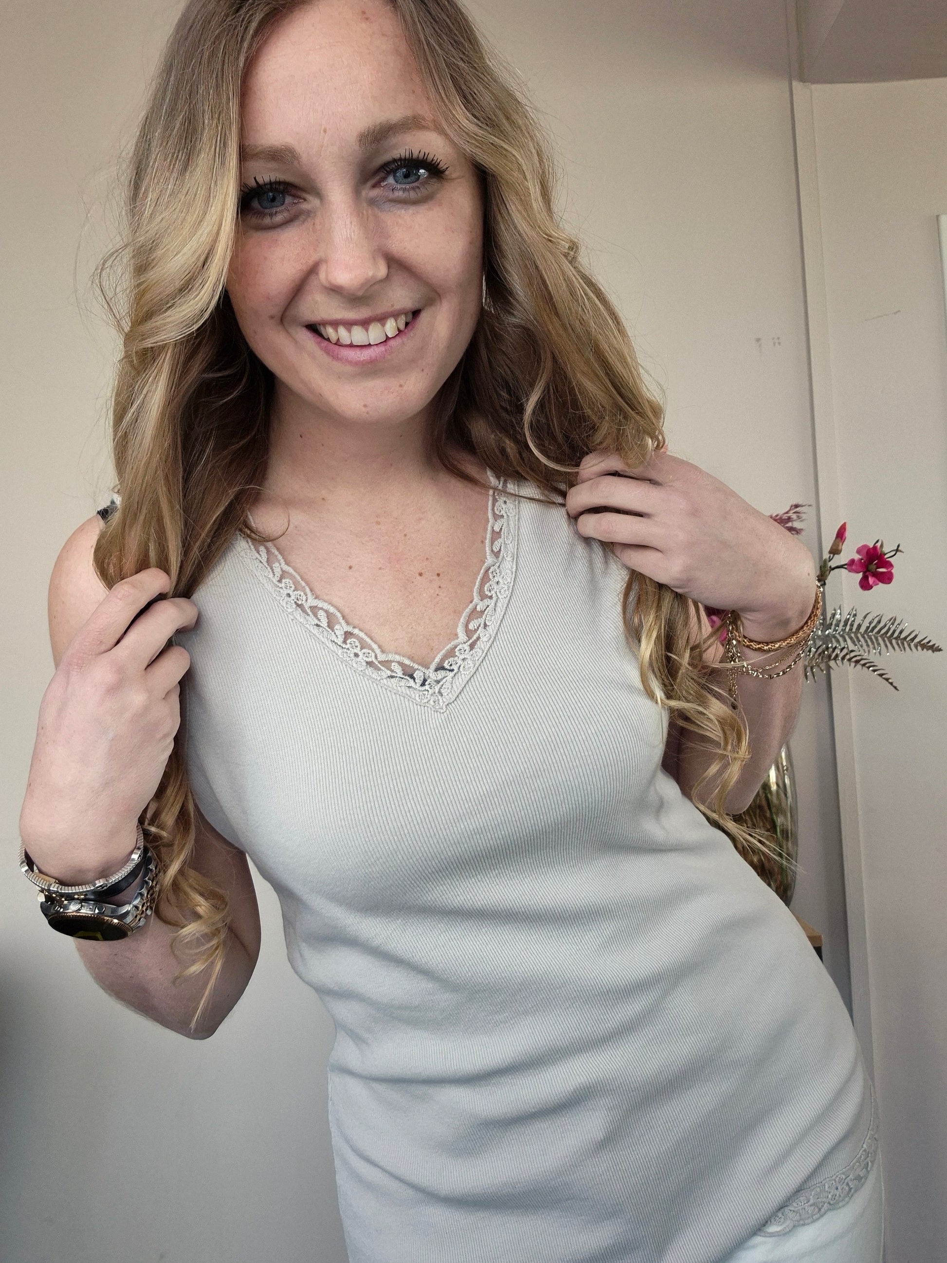 Basic Rib Top Beige - Nancfashion